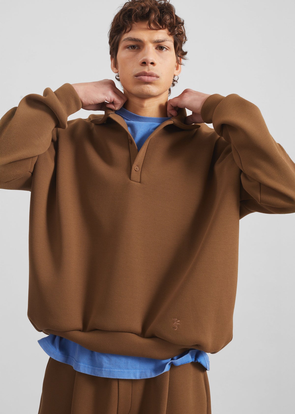 Lenham Polo Sweatshirt - Dark Camel - 1