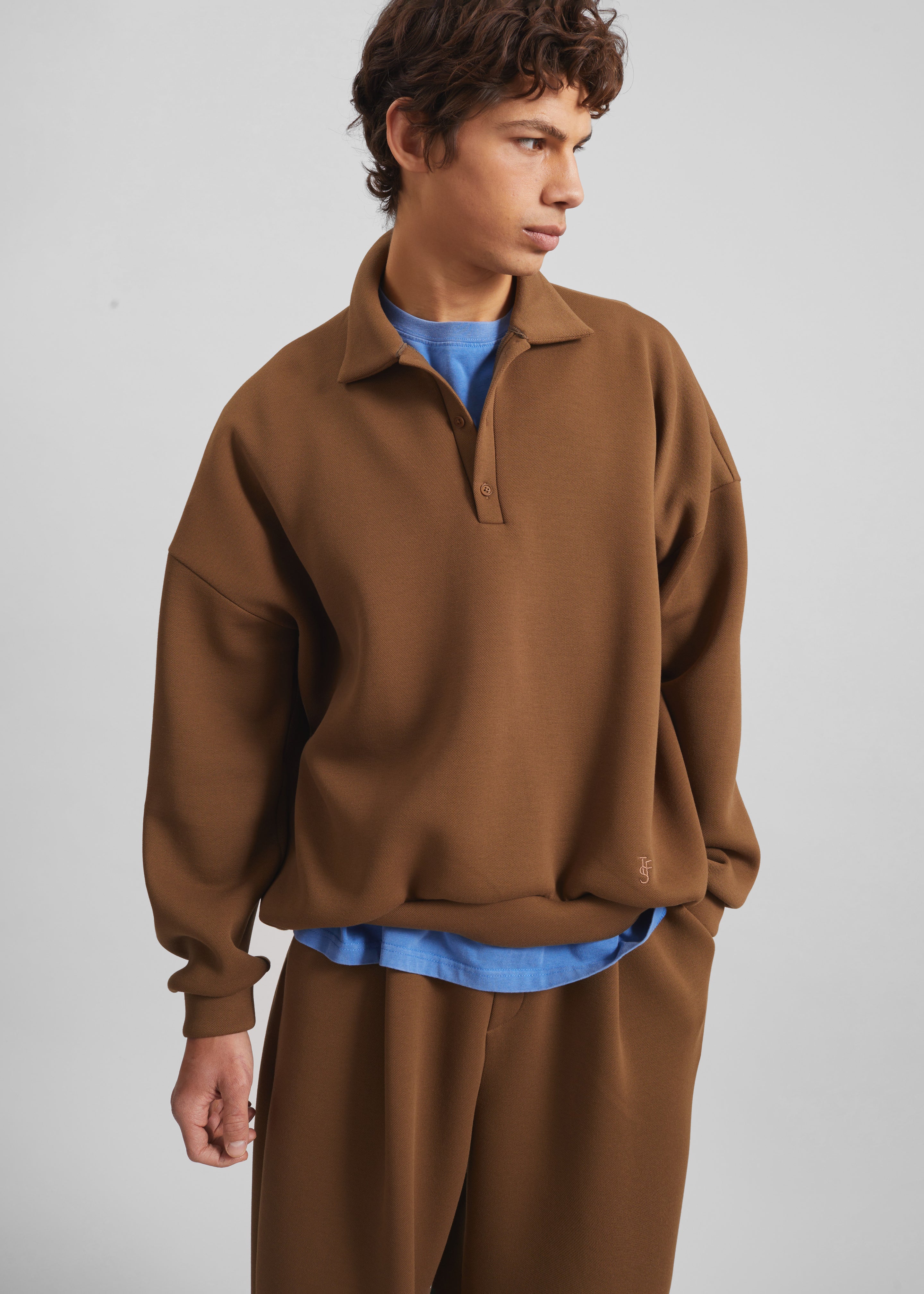 Lenham Polo Sweatshirt - Dark Camel - 2