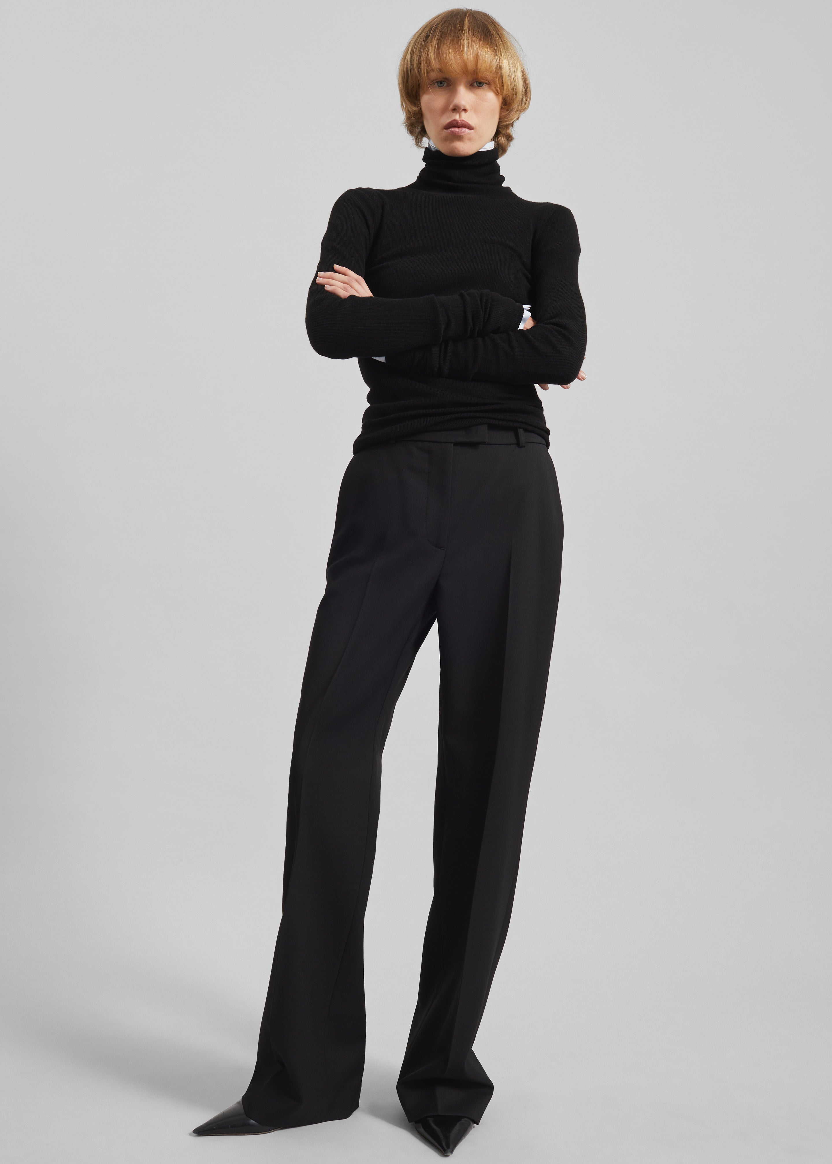 Lenora Straight Trousers - Black - 7