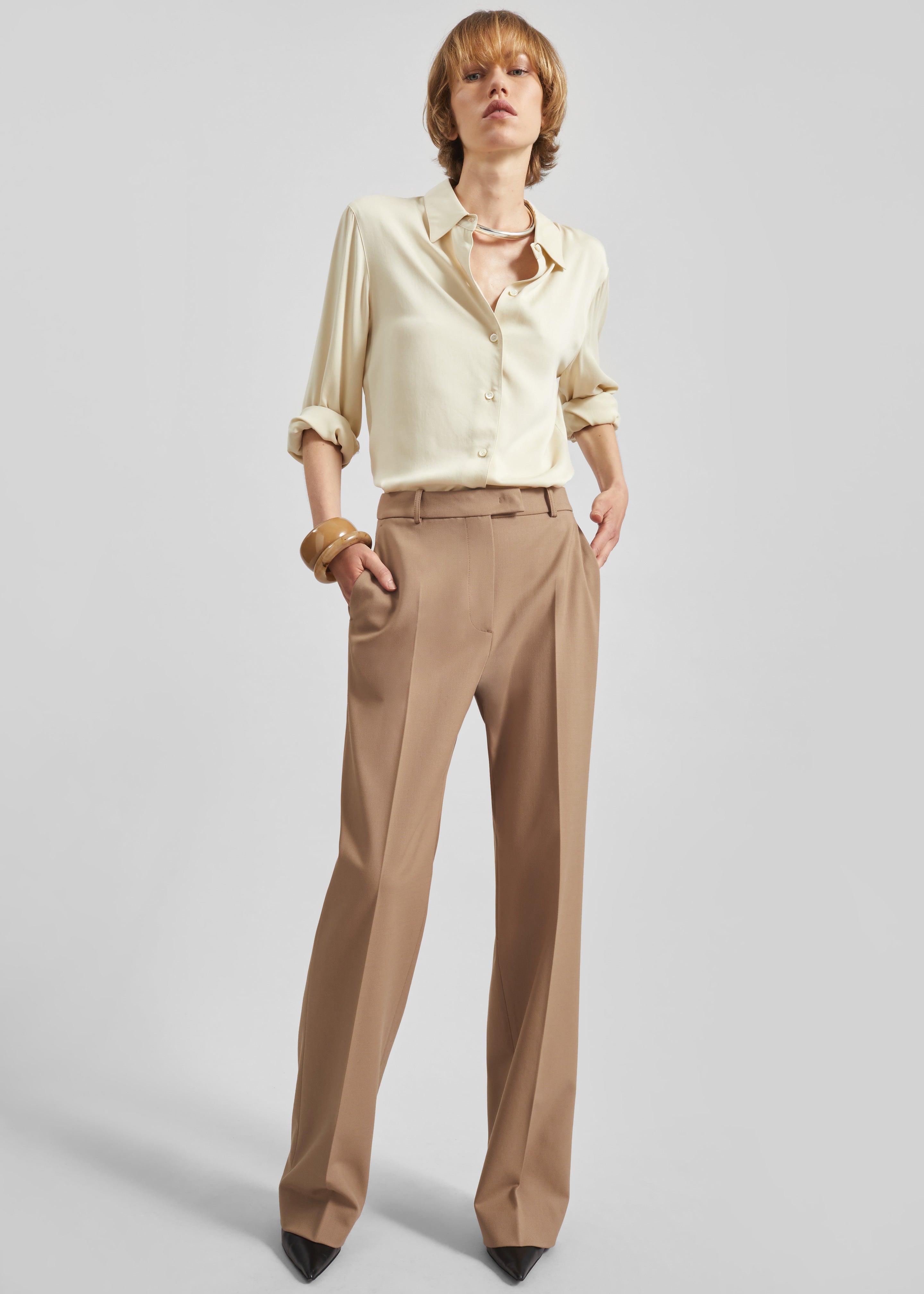 Lenora Straight Trousers - Camel - 1