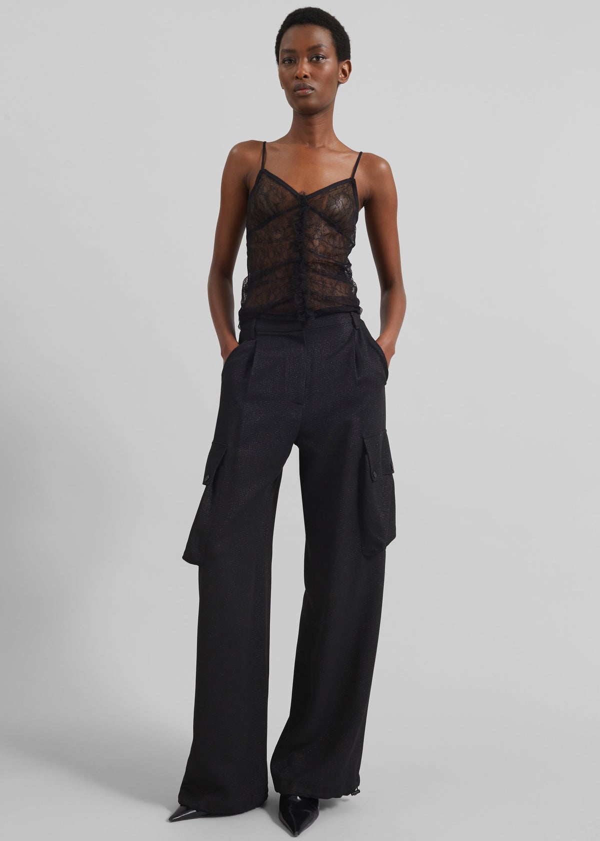 Lestel Shimmer Cargo Pants - Black - 1
