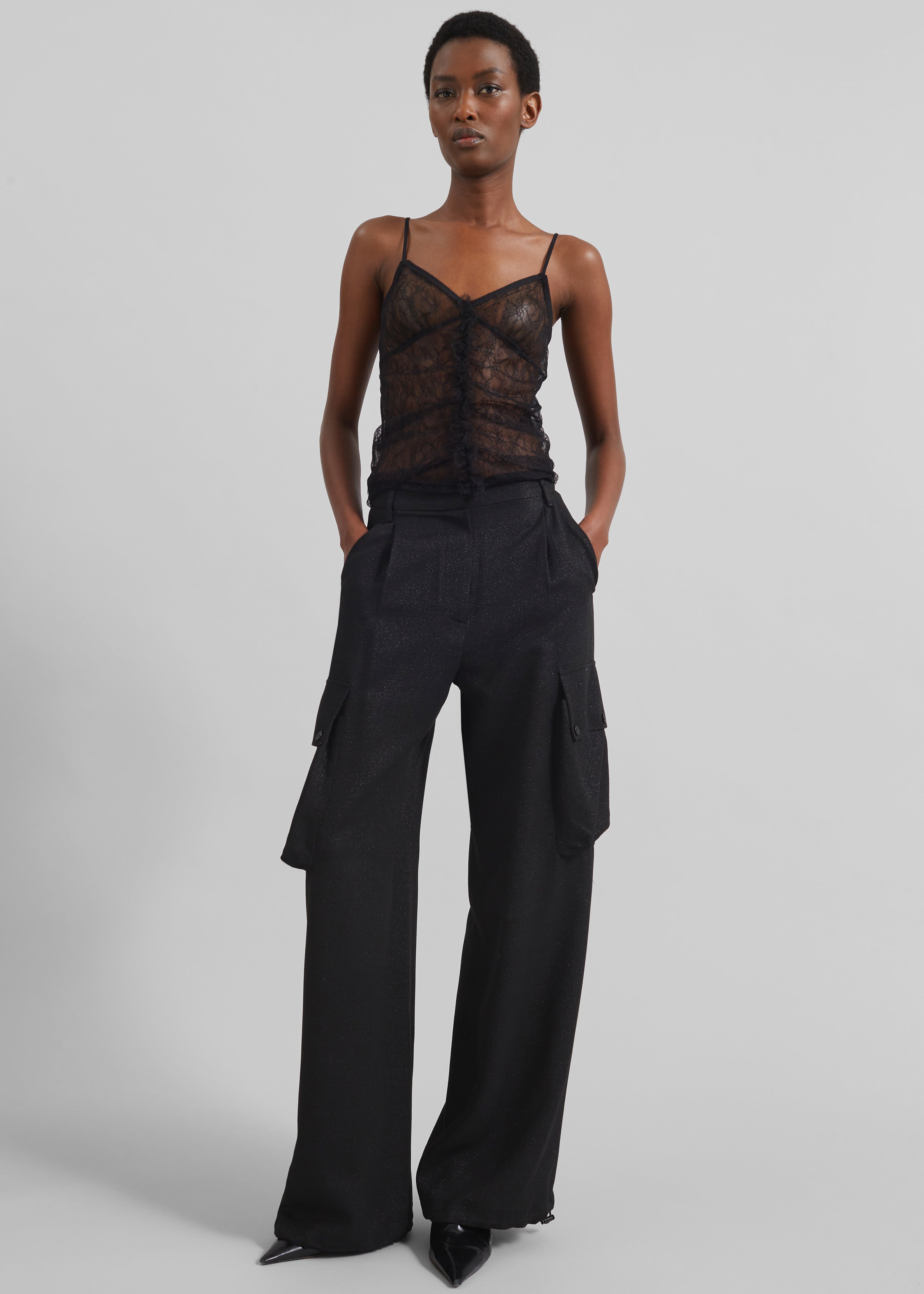 Lestel Shimmer Cargo Pants - Black - 1