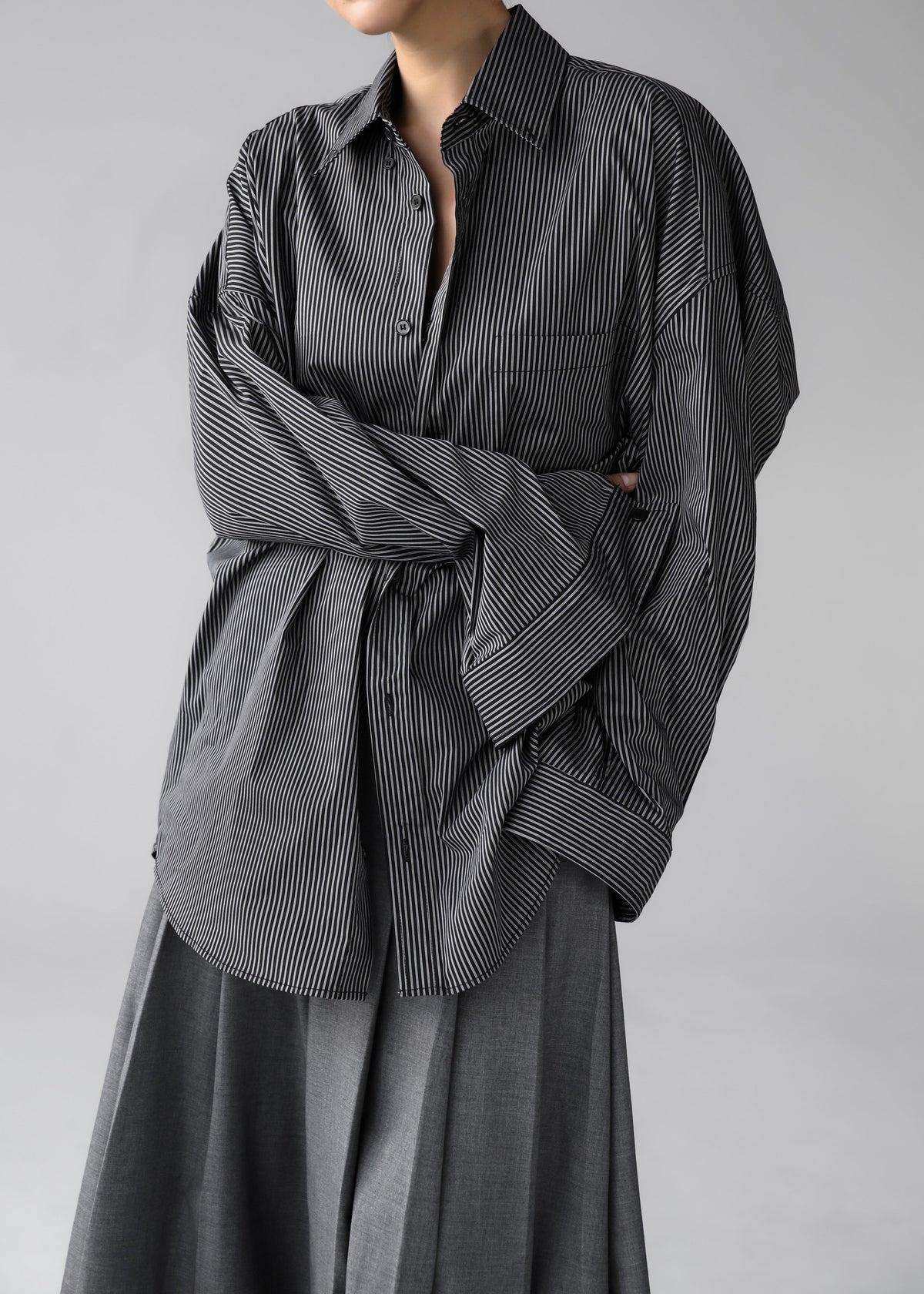 Lioris Oversized Shirt - Black/White Stripe - 9