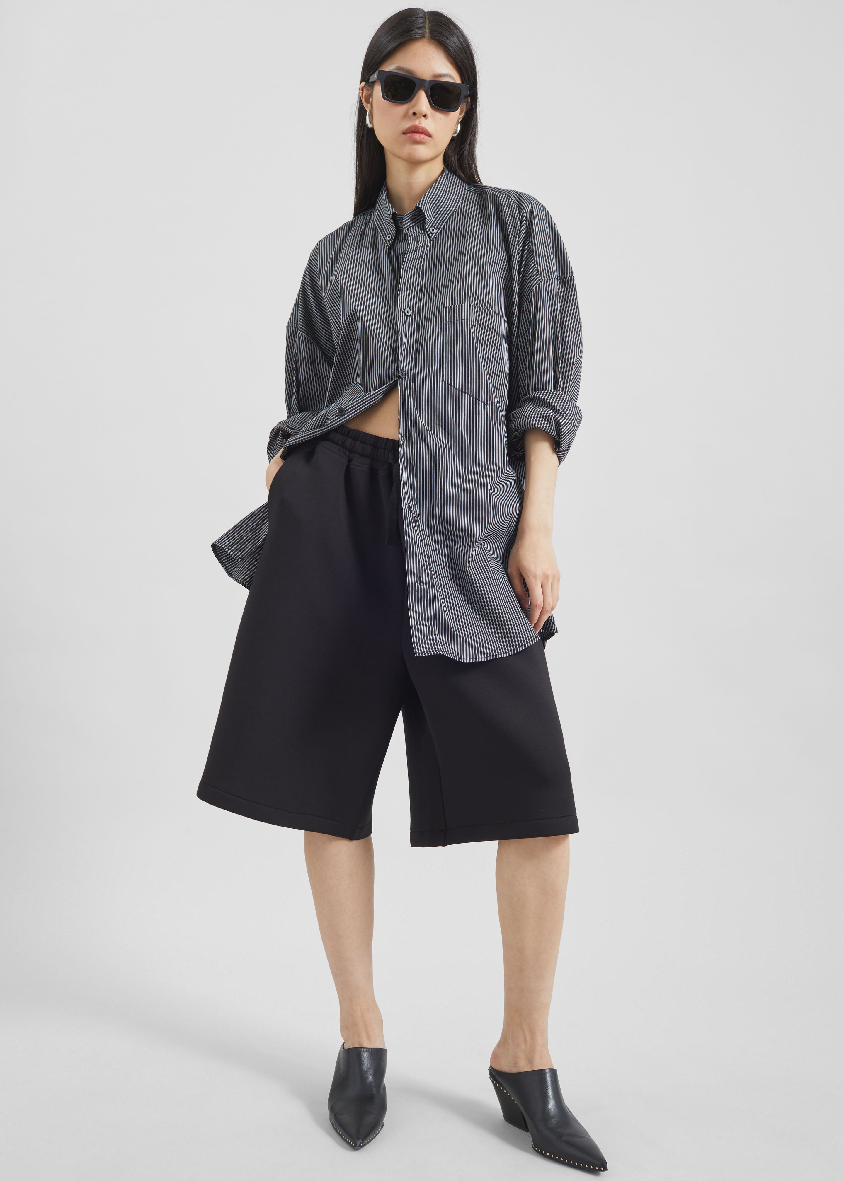 Lioris Oversized Shirt - Black/White Stripe - 5