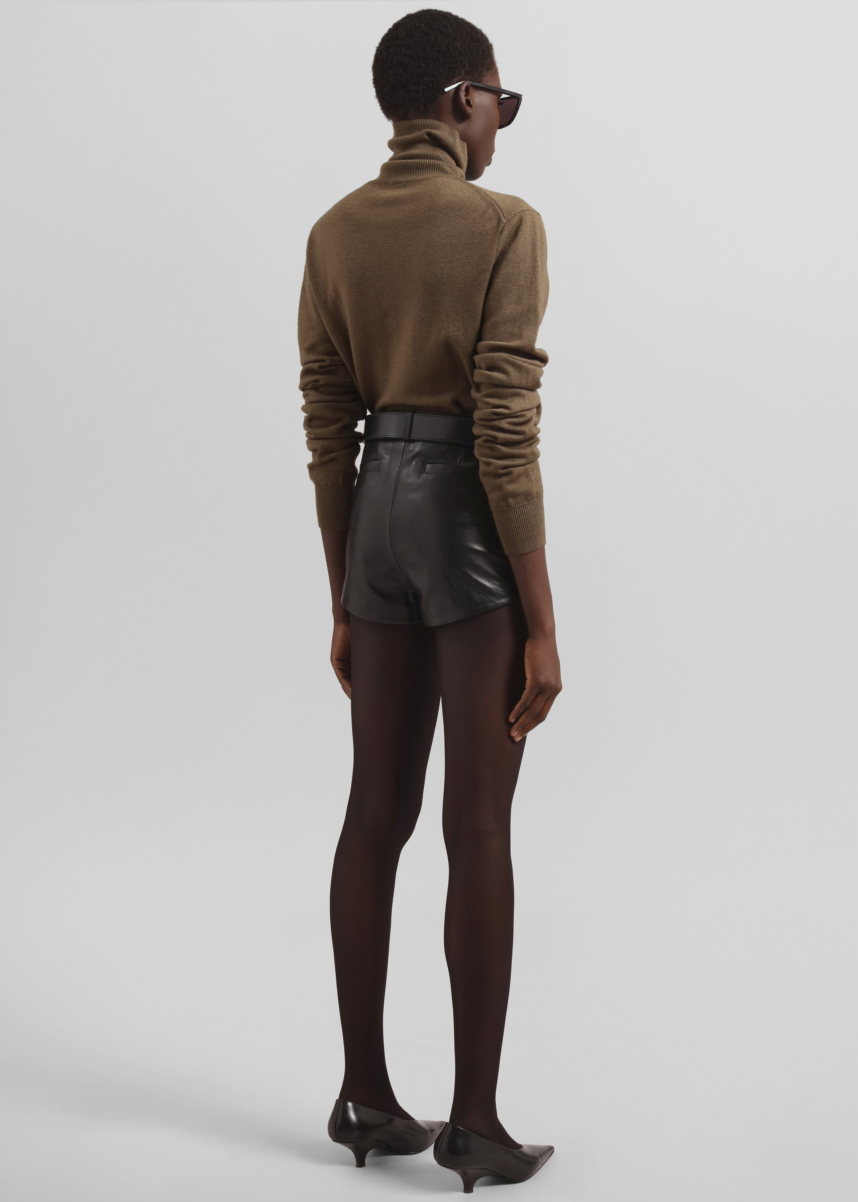 Loen Leather Hot Pants - Black - 8