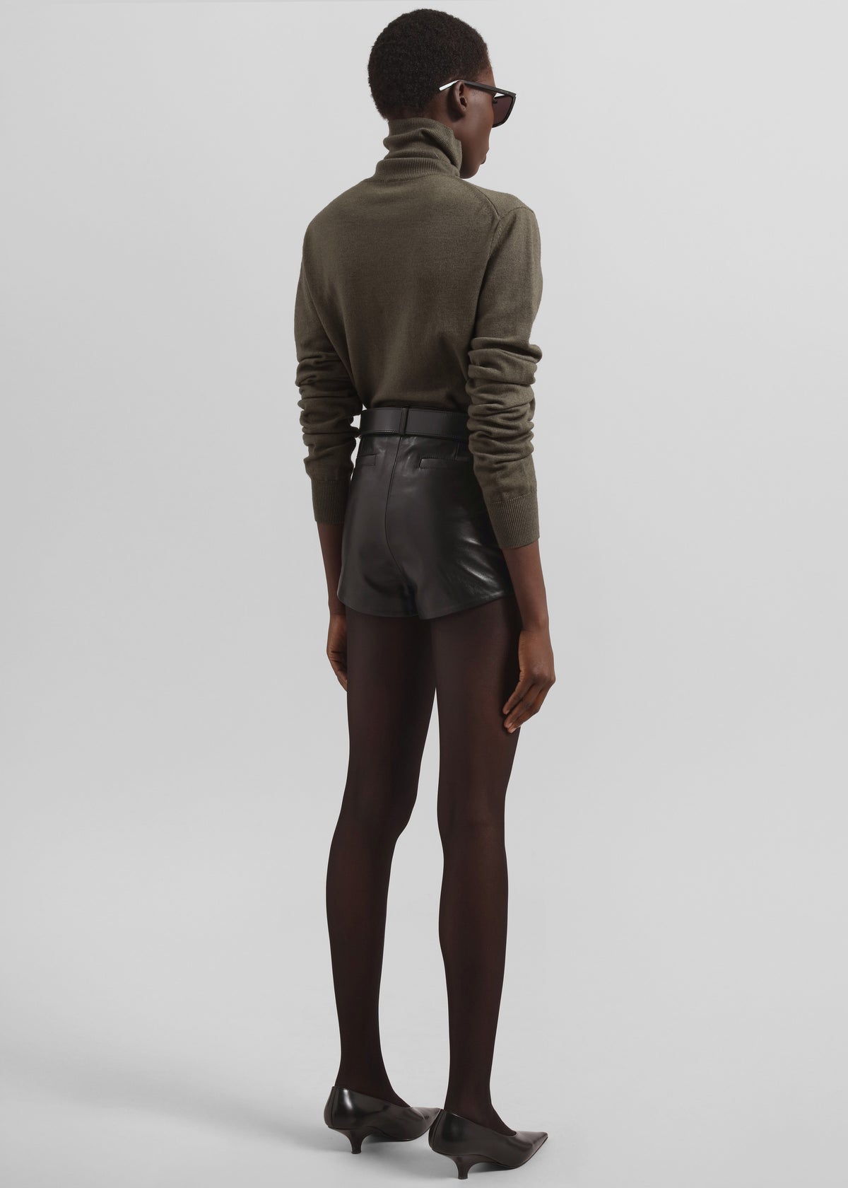 Loen Leather Hot Pants - Black - 8