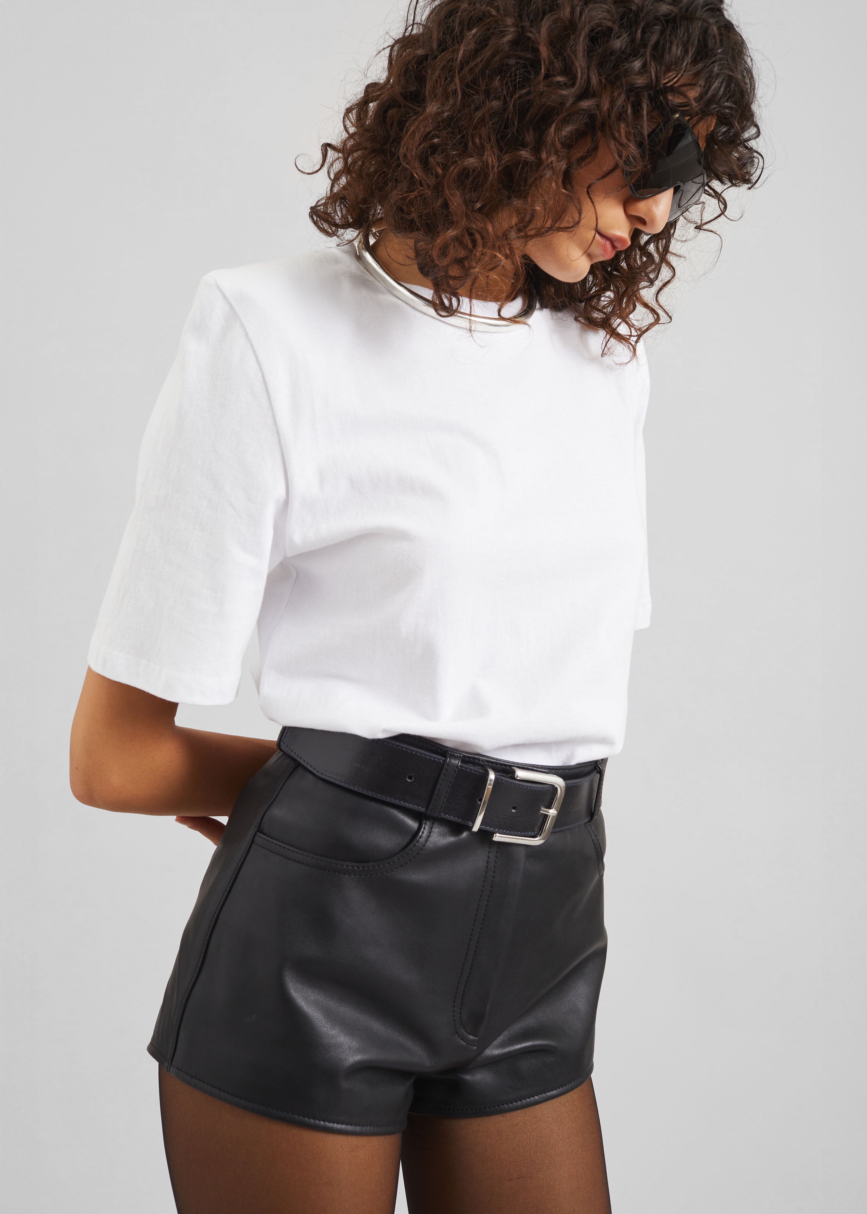 Loen Leather Hot Pants - Black - 7