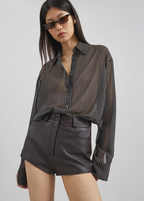 Loen Leather Hot Pants - Vintage Brown