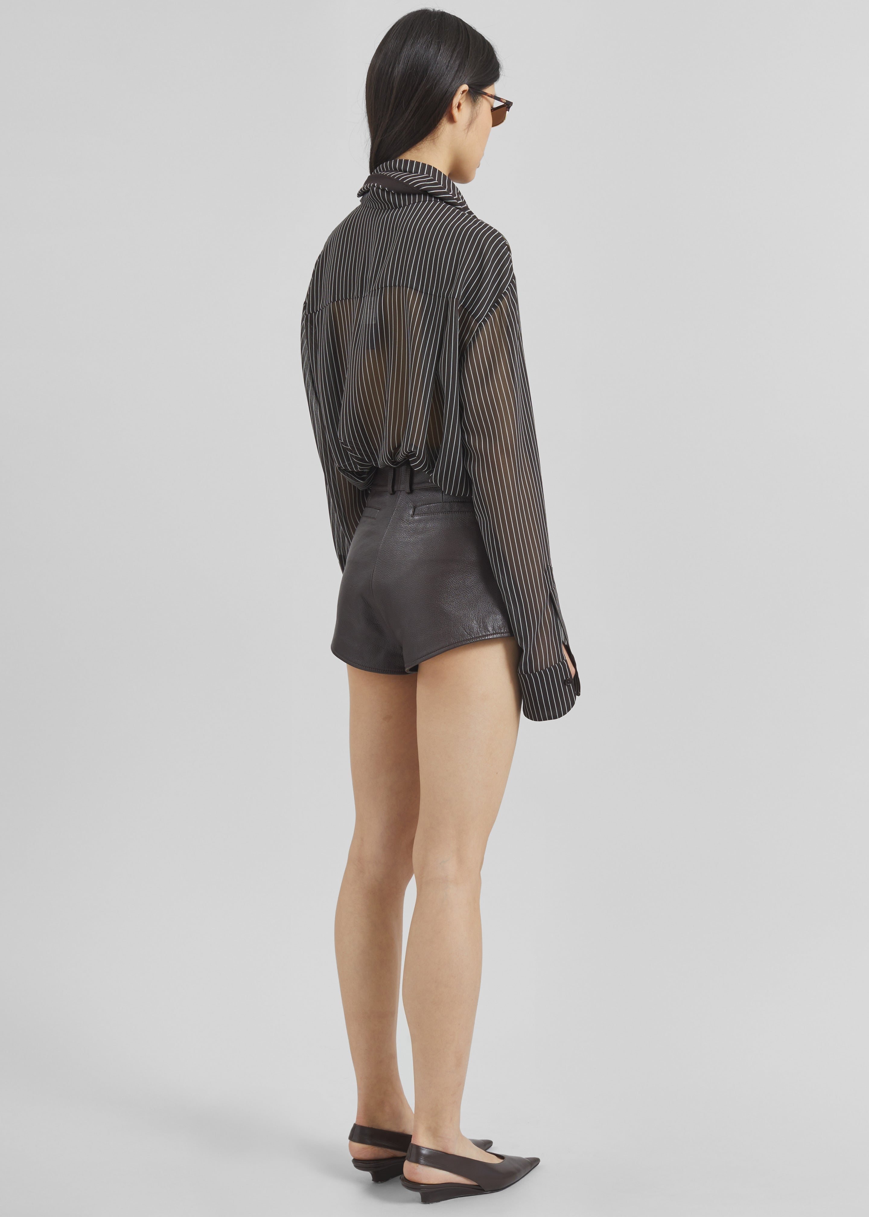 Loen Leather Hot Pants - Vintage Brown - 10