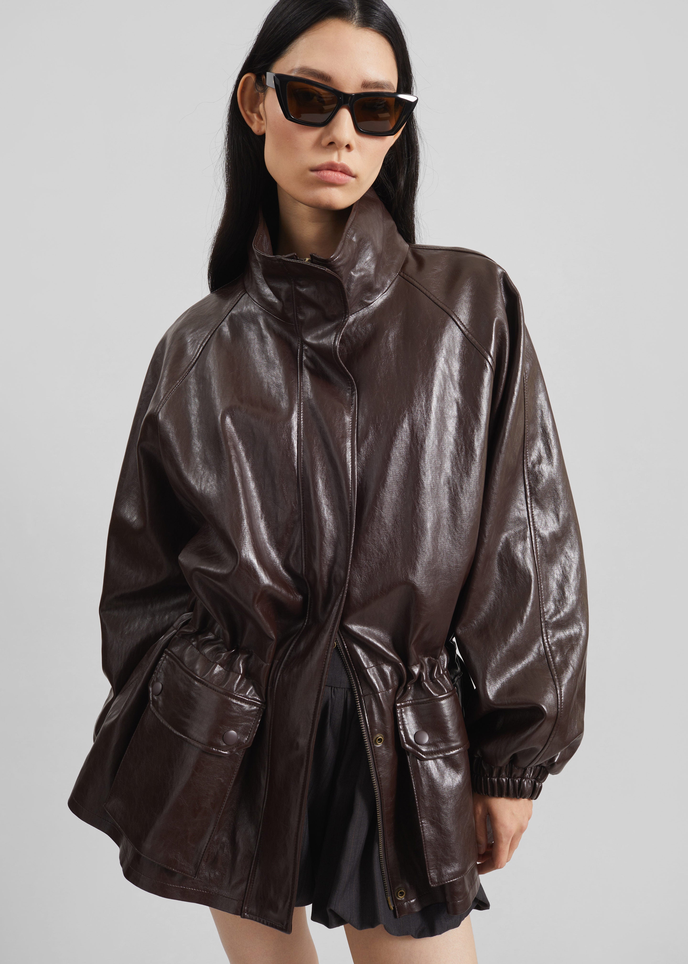 Lommel Faux Leather Jacket - Brown – The Frankie Shop Europe