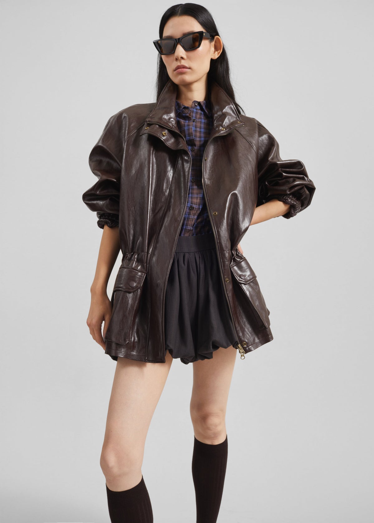 Lommel Faux Leather Jacket - Brown - 7