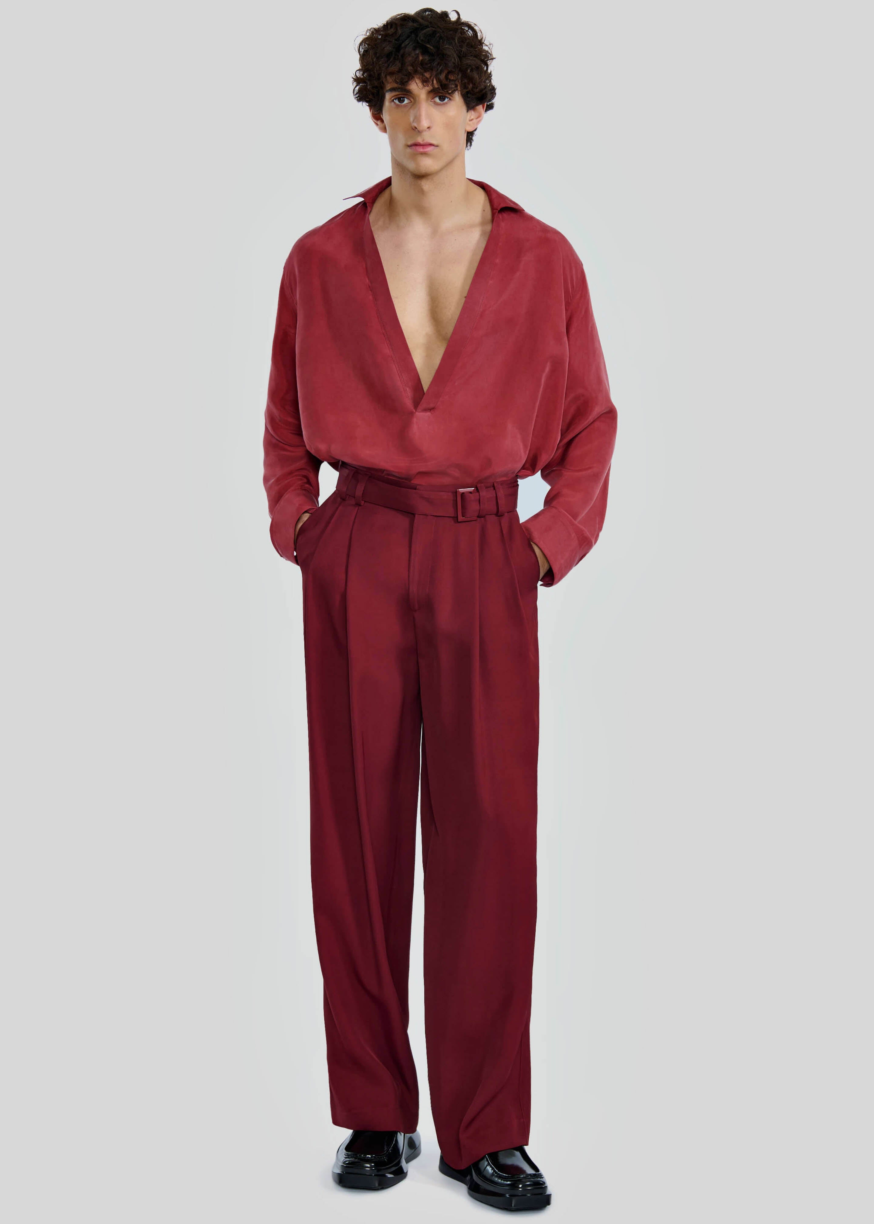 Louis Gabriel Nouchi Cupro Vareuse Shirt - Red Black - 5