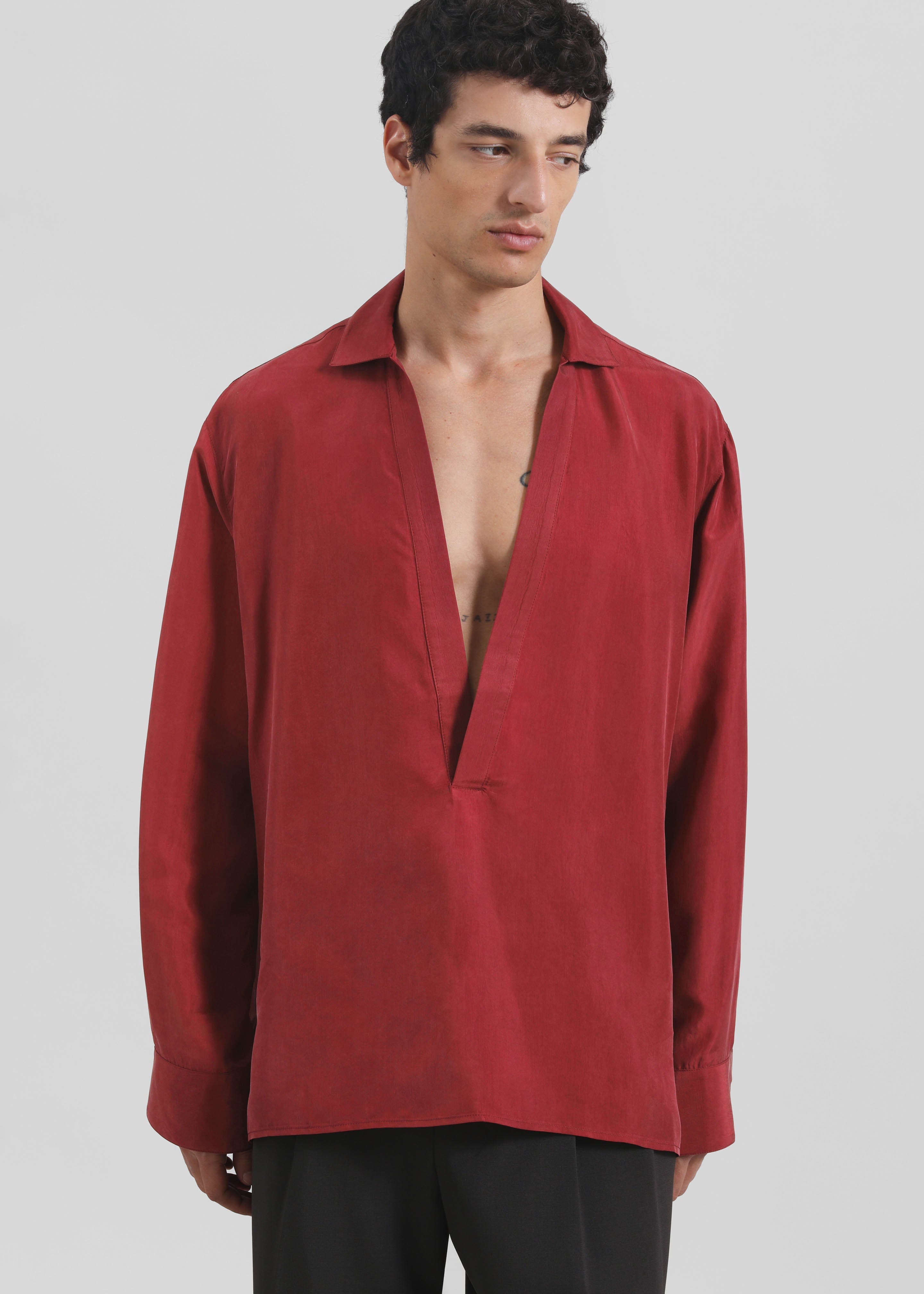 Louis Gabriel Nouchi Cupro Vareuse Shirt - Red Black - 6