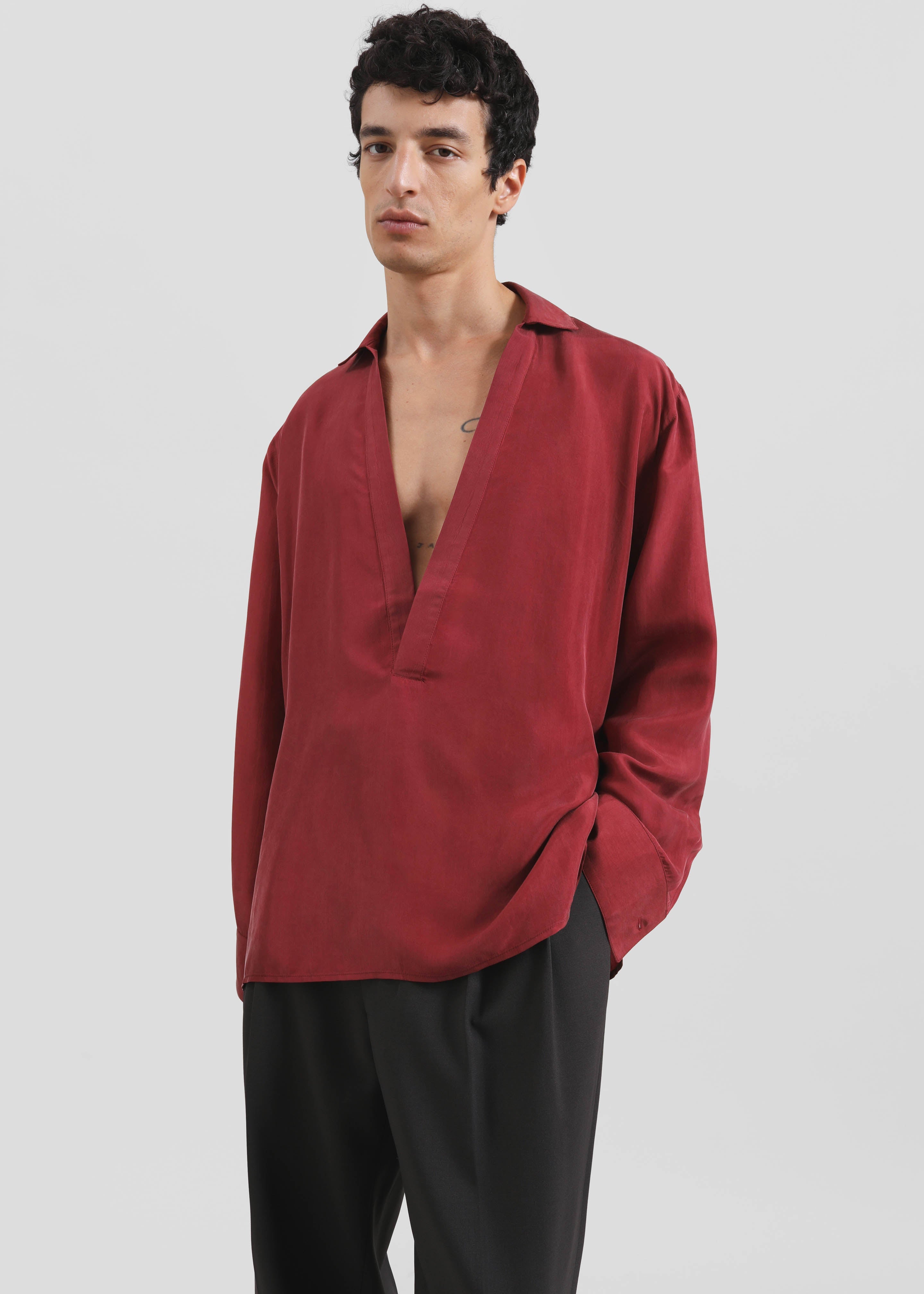Louis Gabriel Nouchi Cupro Vareuse Shirt - Red Black - 1