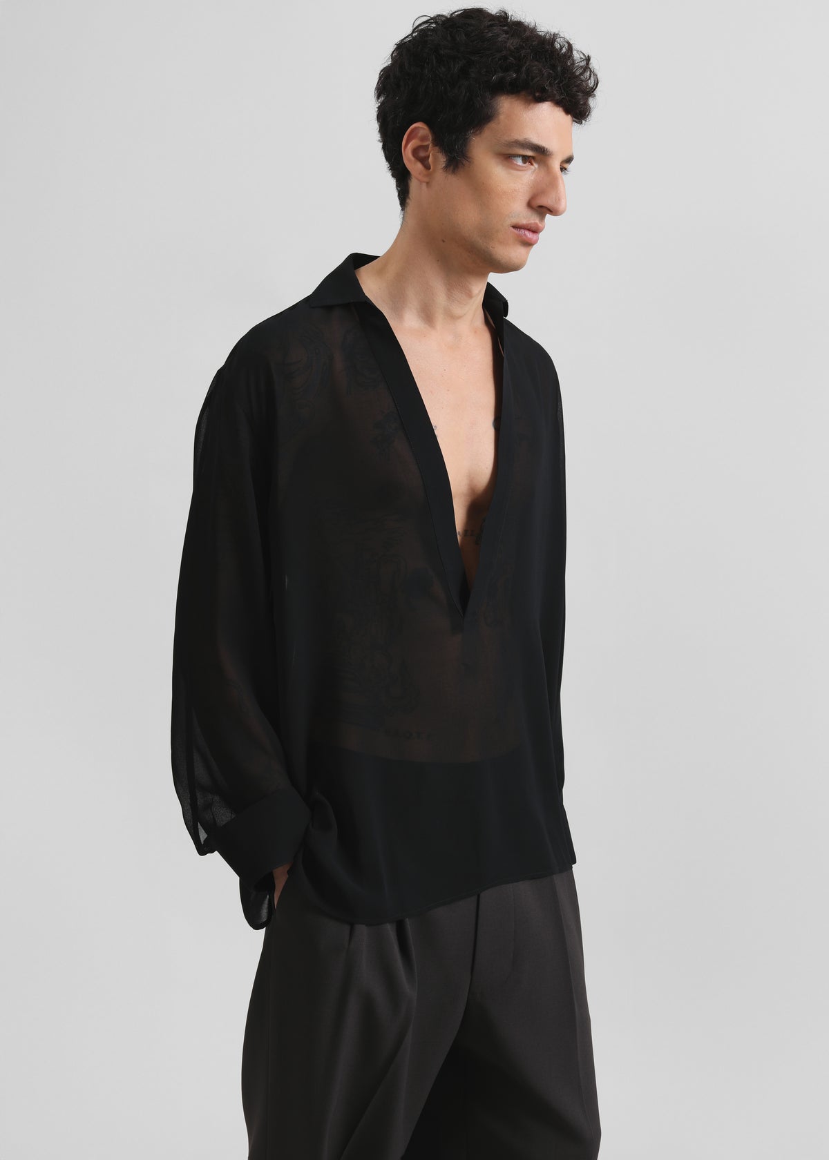 Louis Gabriel Nouchi Transparent Vareuse Shirt - Black - 9