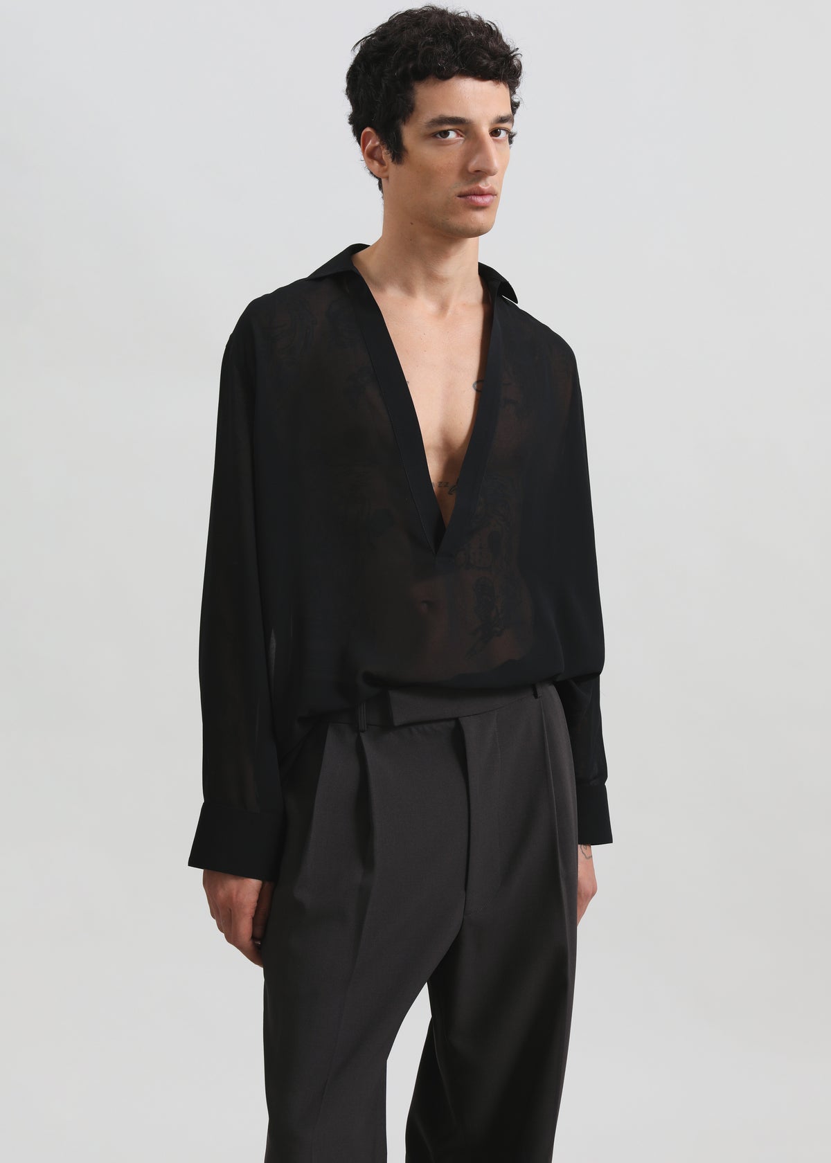 Louis Gabriel Nouchi Transparent Vareuse Shirt - Black - 3