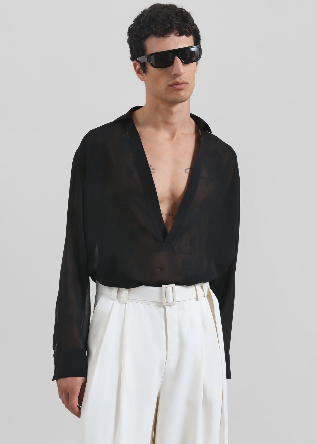 Louis Gabriel Nouchi Transparent Vareuse Shirt - Black - 1