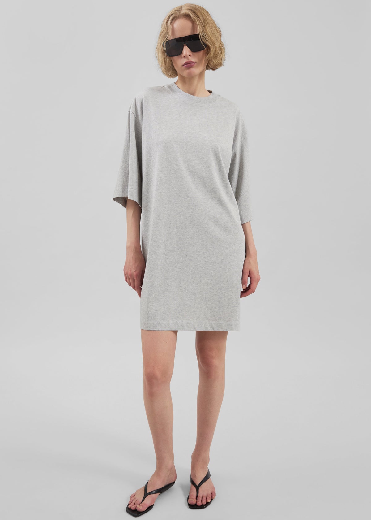 Loulou de Saison Ayaz Oversized T-Shirt Dress - Grey Melange - 3