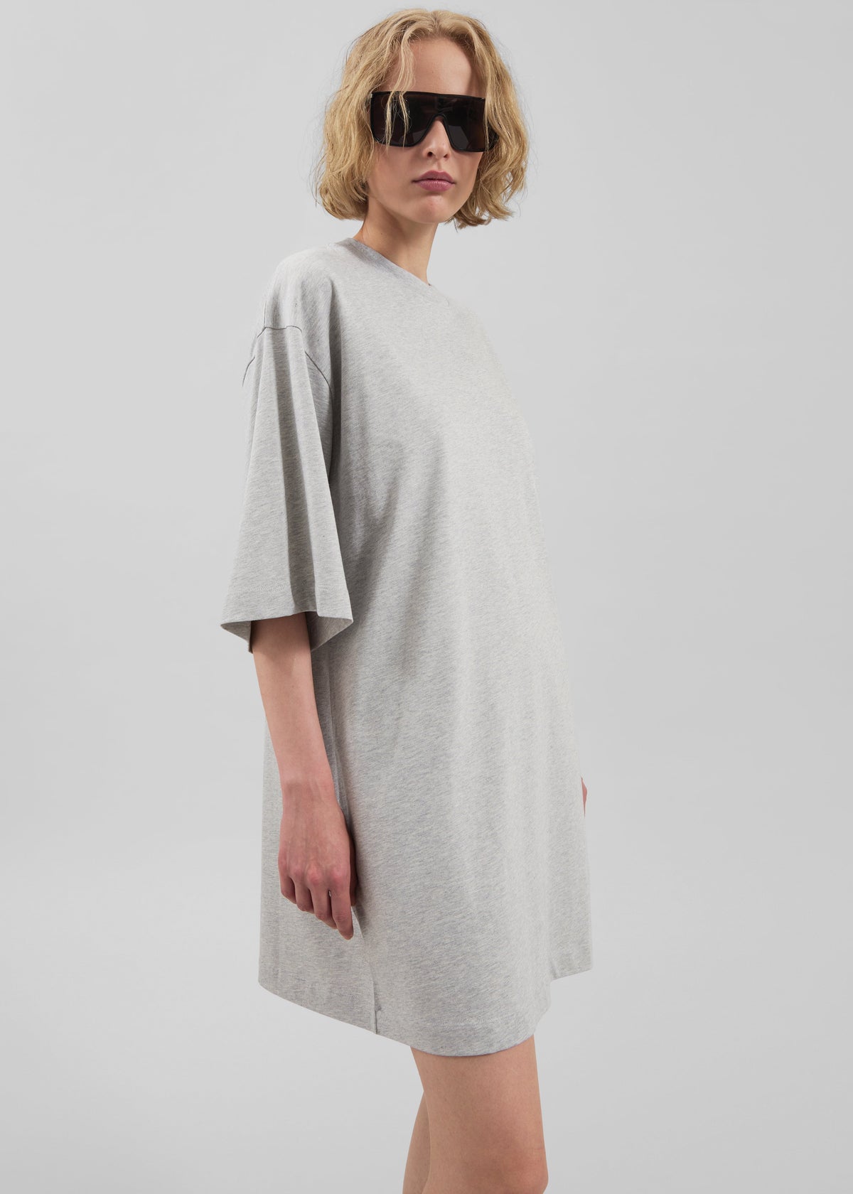 Loulou de Saison Ayaz Oversized T-Shirt Dress - Grey Melange - 2