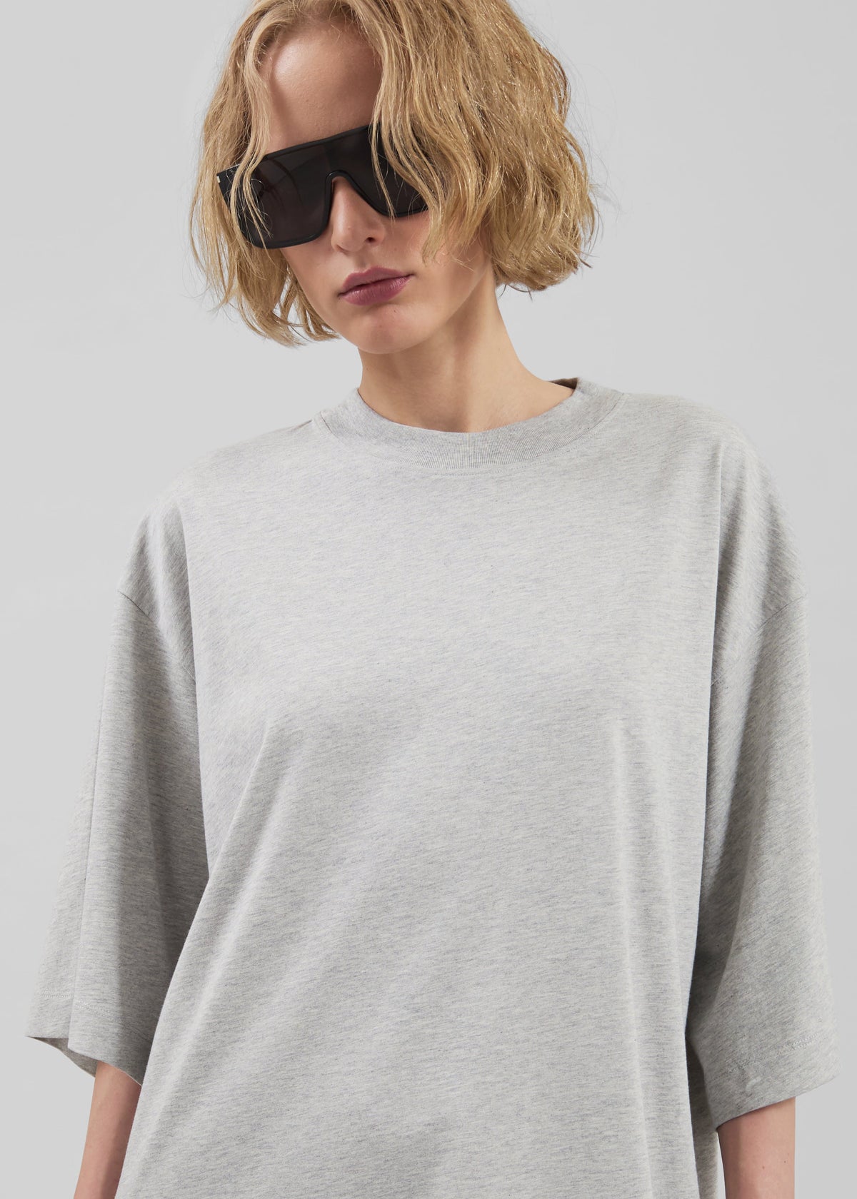 Loulou de Saison Ayaz Oversized T-Shirt Dress - Grey Melange - 4