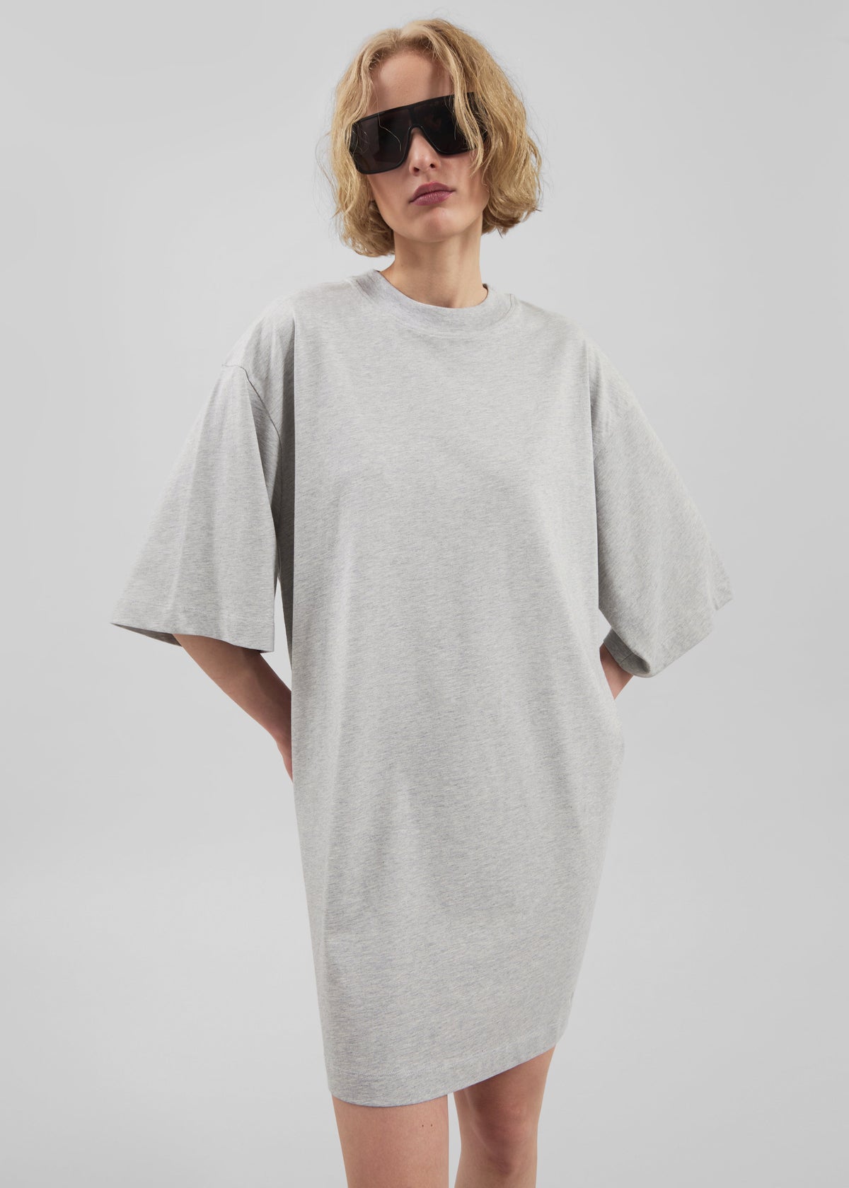 Loulou de Saison Ayaz Oversized T-Shirt Dress - Grey Melange - 1