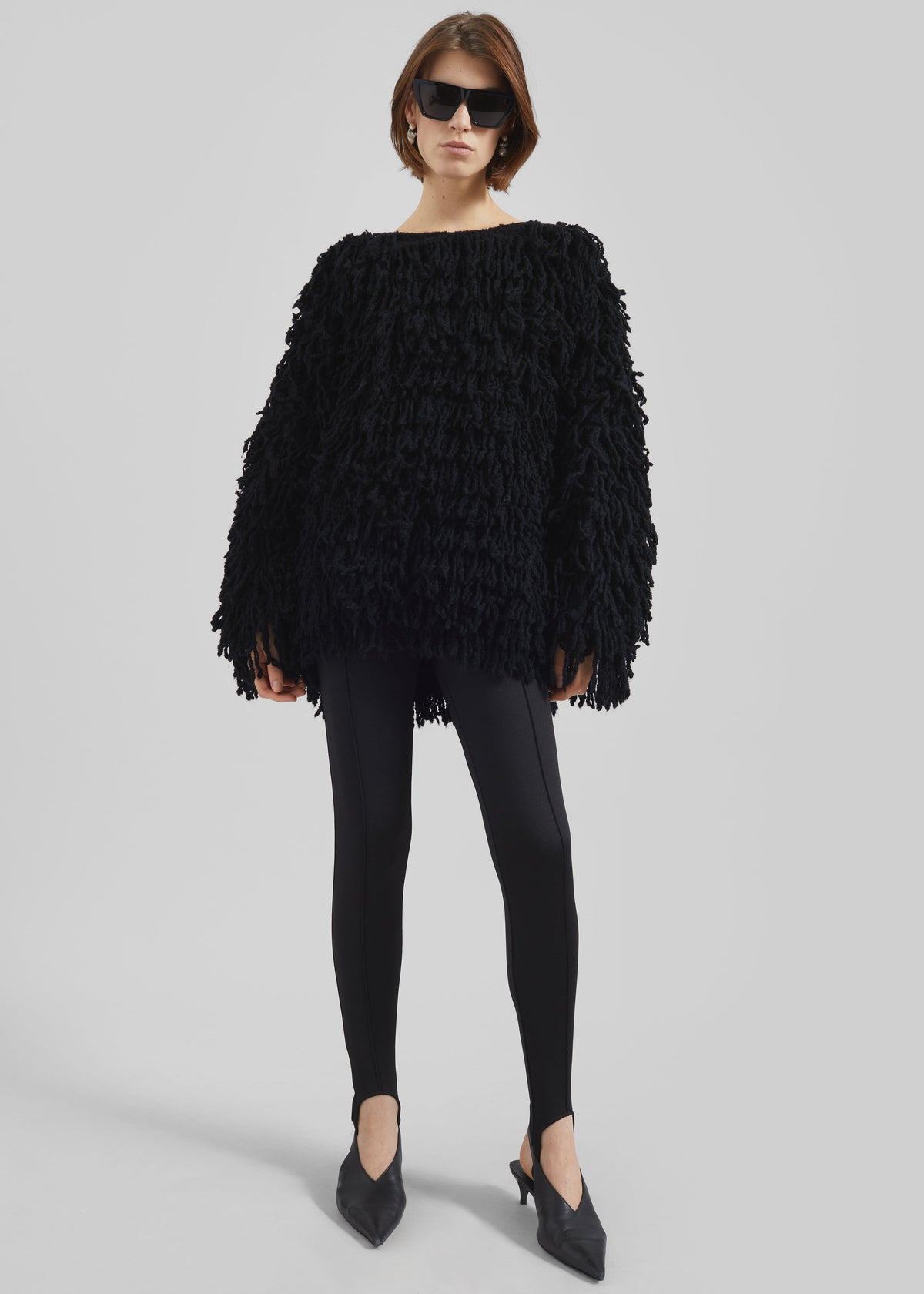 Loulou de Saison Gabin Alpaca Fringes Sweater - Black - 3