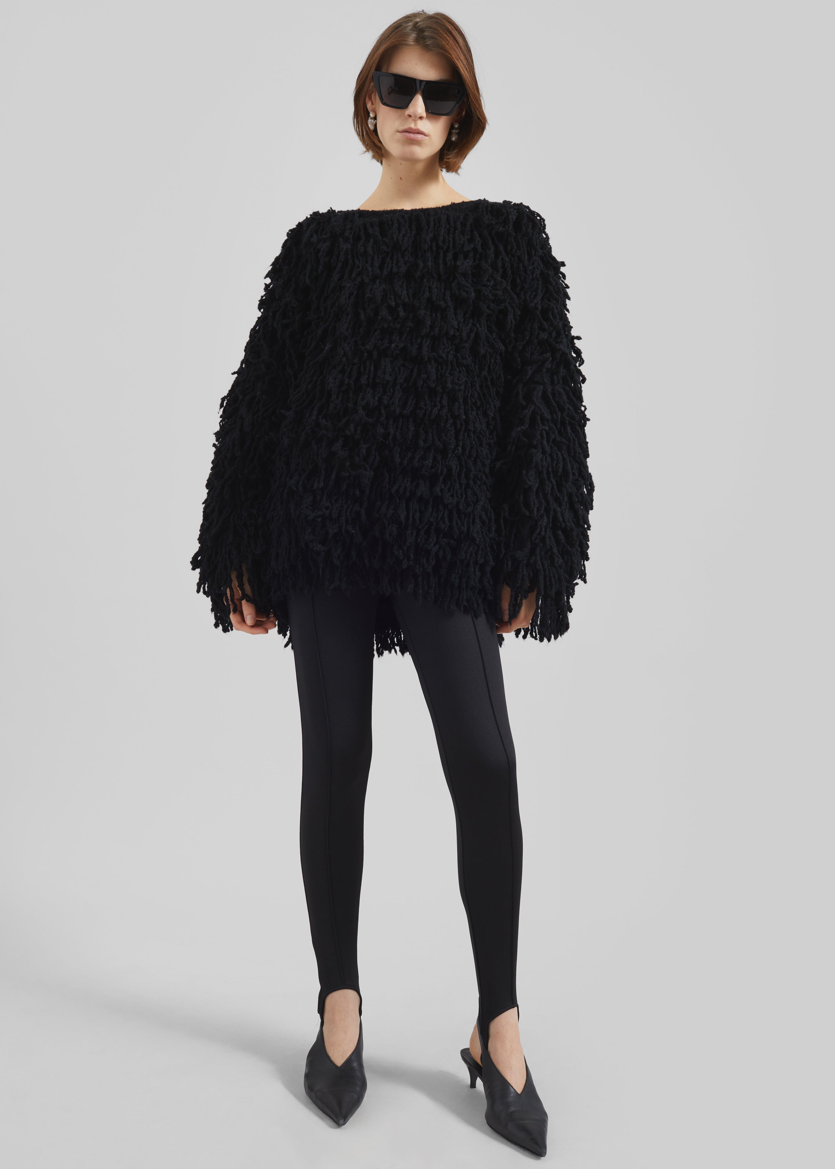 Loulou de Saison Gabin Alpaca Fringes Sweater - Black - 3