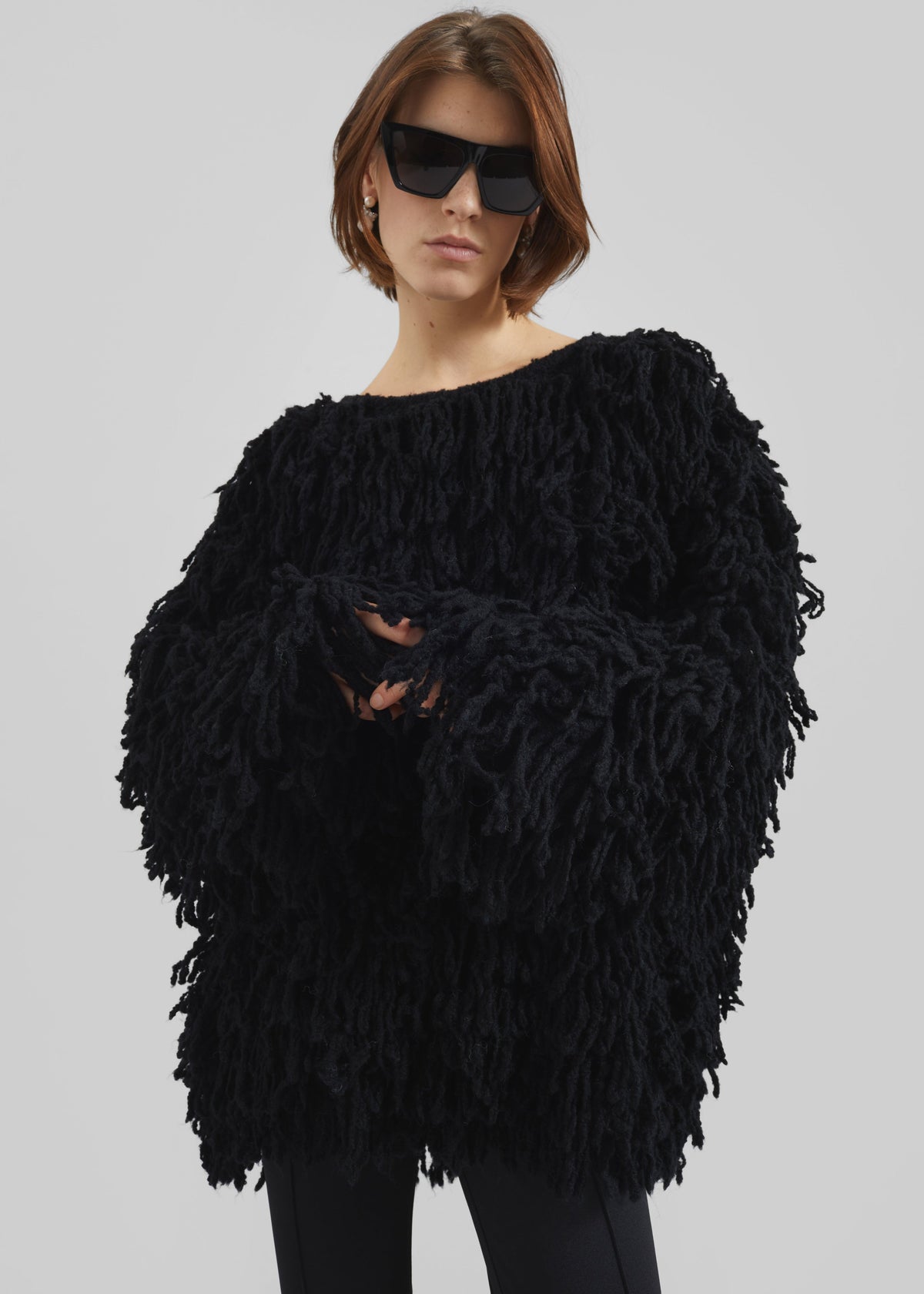 Loulou de Saison Gabin Alpaca Fringes Sweater - Black - 4