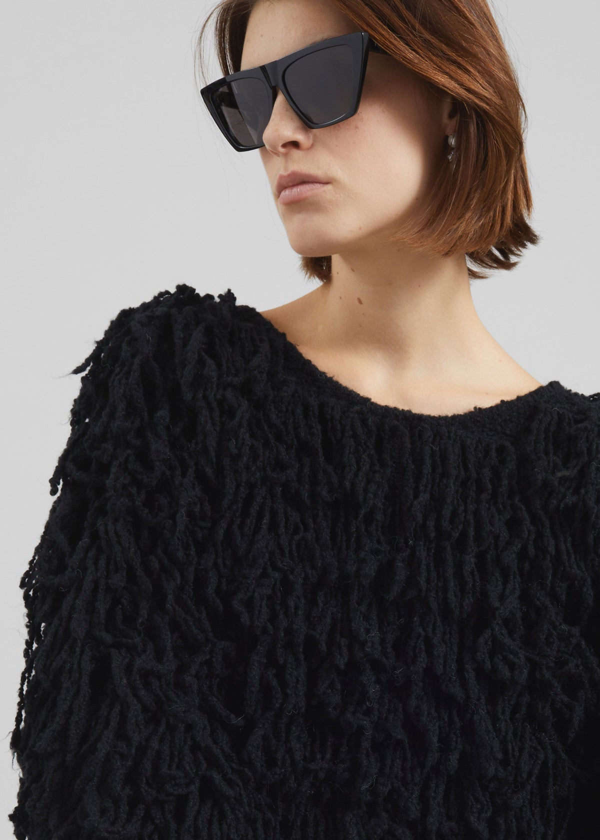 Loulou de Saison Gabin Alpaca Fringes Sweater - Black - 2