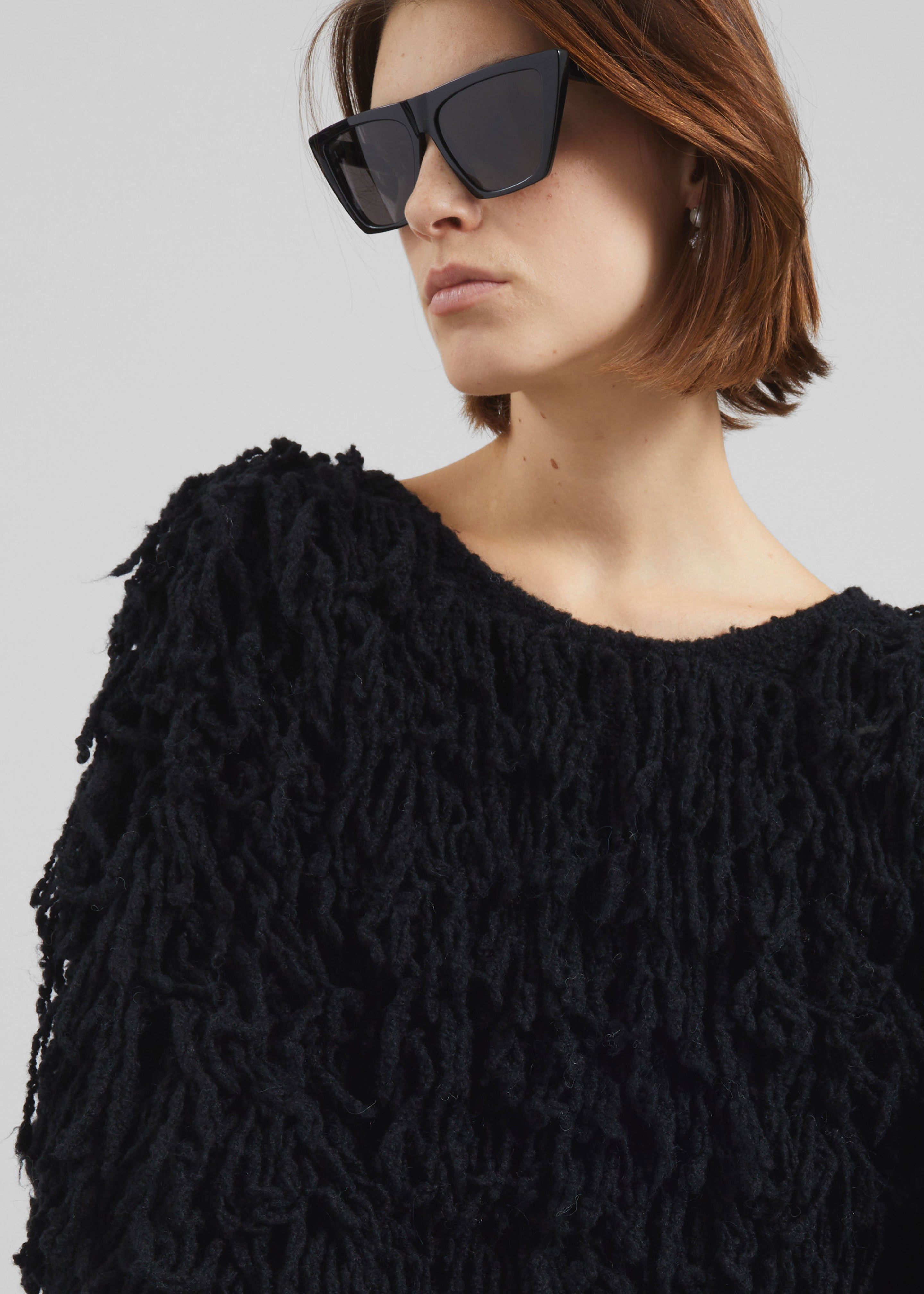 Loulou de Saison Gabin Alpaca Fringes Sweater - Black - 2