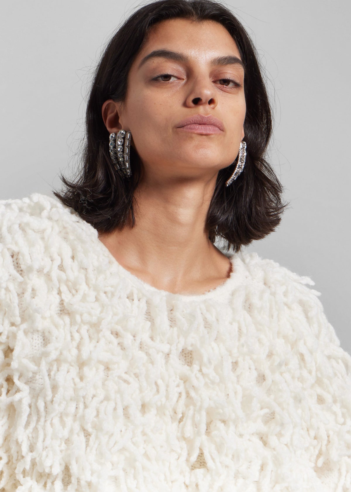 Loulou de Saison Gabin Alpaca Fringes Sweater - Ivory - 3