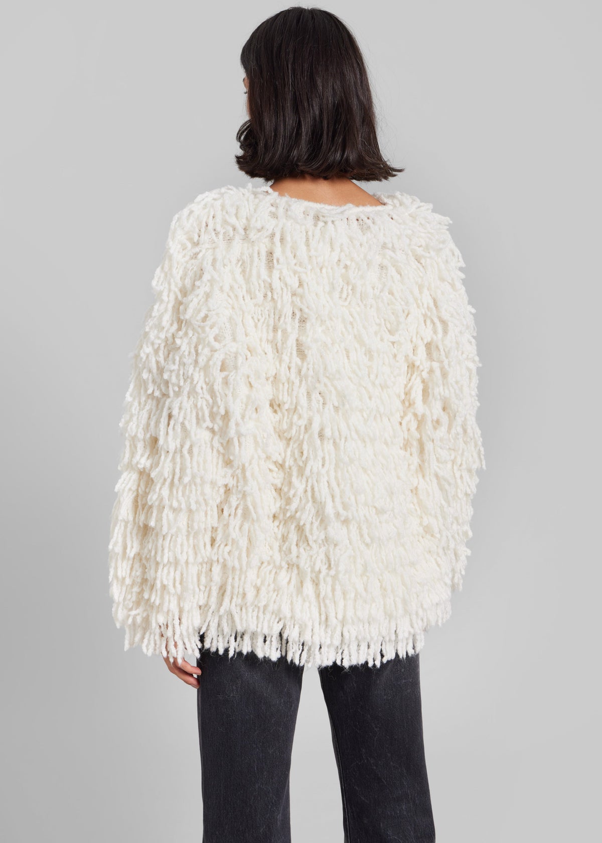 Loulou de Saison Gabin Alpaca Fringes Sweater - Ivory - 7