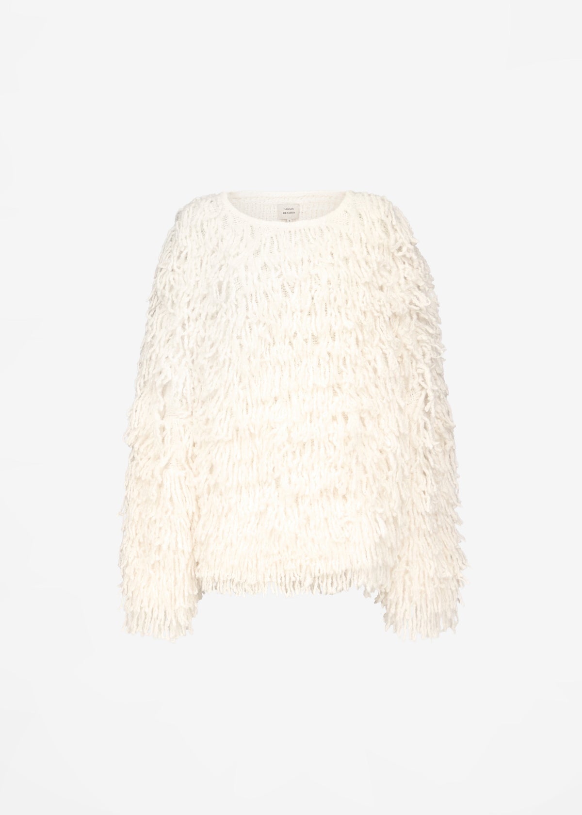 Loulou de Saison Gabin Alpaca Fringes Sweater - Ivory - 8