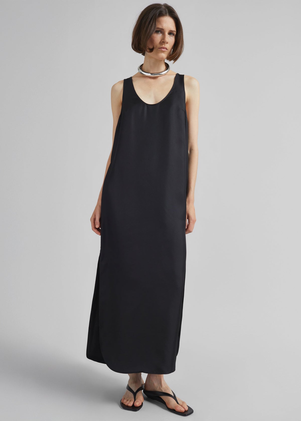 Loulou de Saison Nada Silk Long Dress - Black - 3