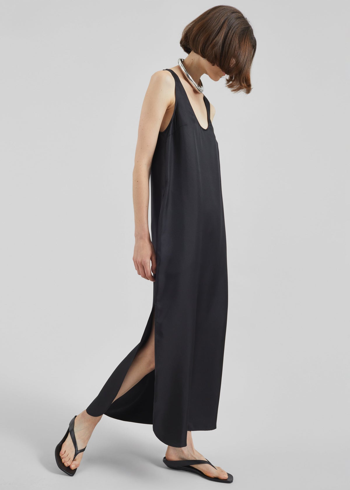 Loulou de Saison Nada Silk Long Dress - Black - 5