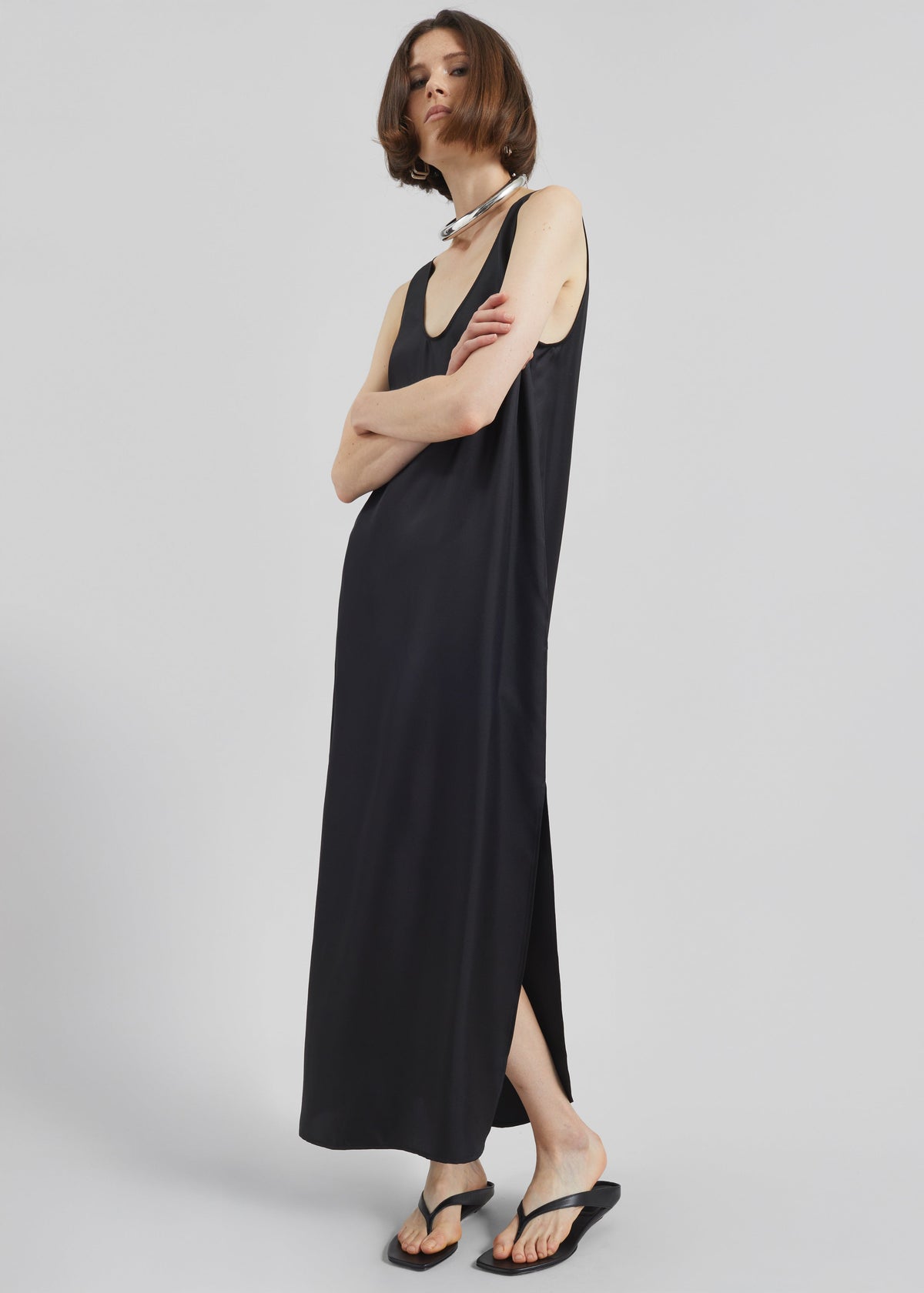 Loulou de Saison Nada Silk Long Dress - Black - 1
