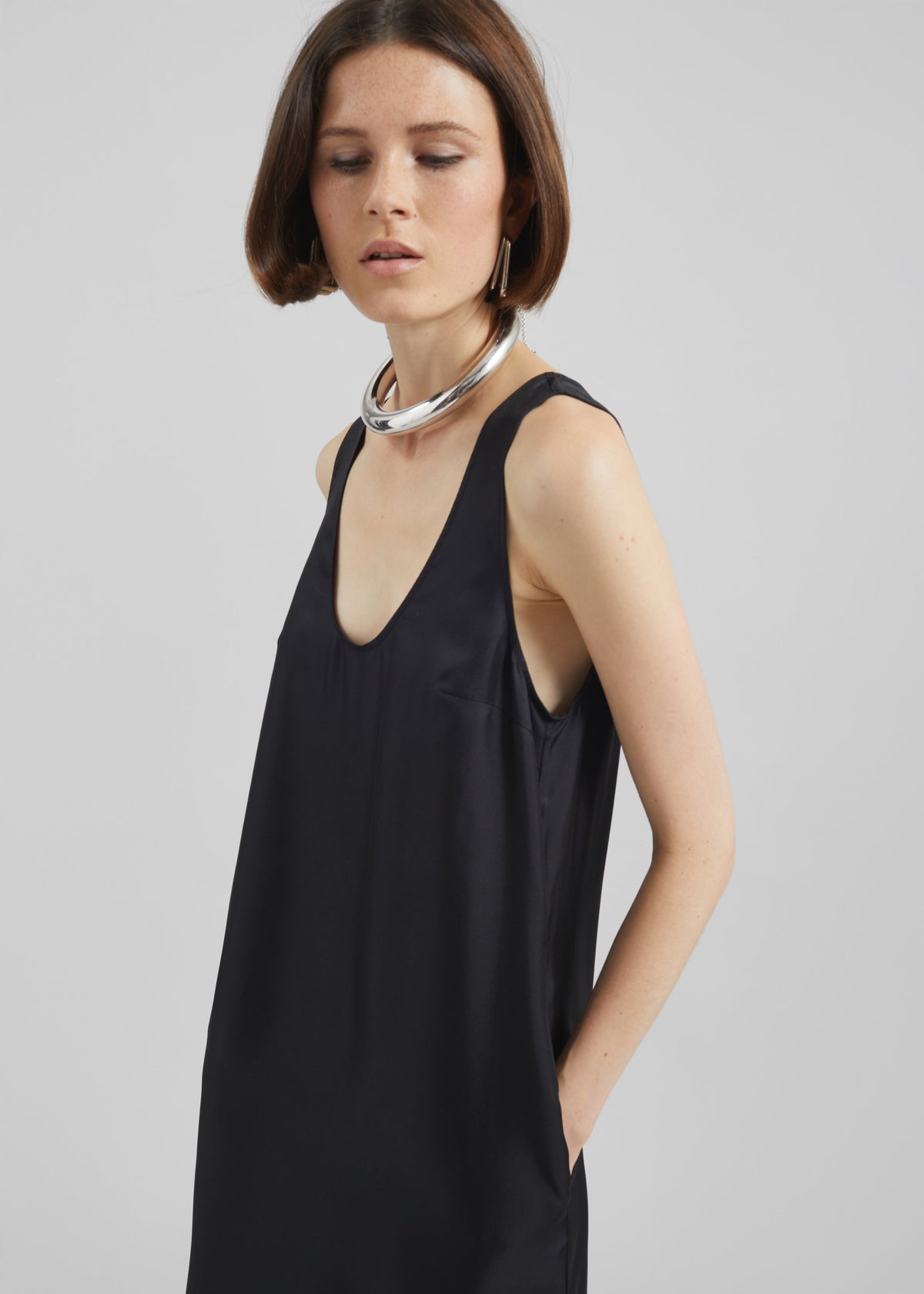 Loulou de Saison Nada Silk Long Dress - Black - 4