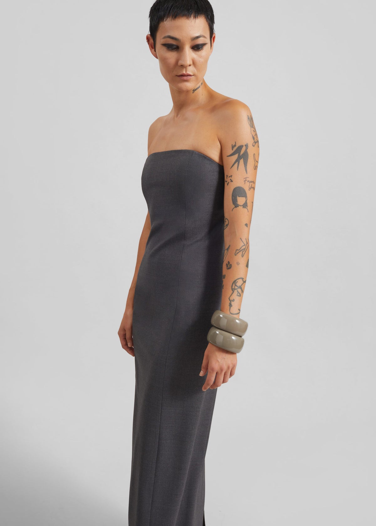 Loulou de Saison Shilo Bustier Maxi Dress - Anthracite Melange - 1