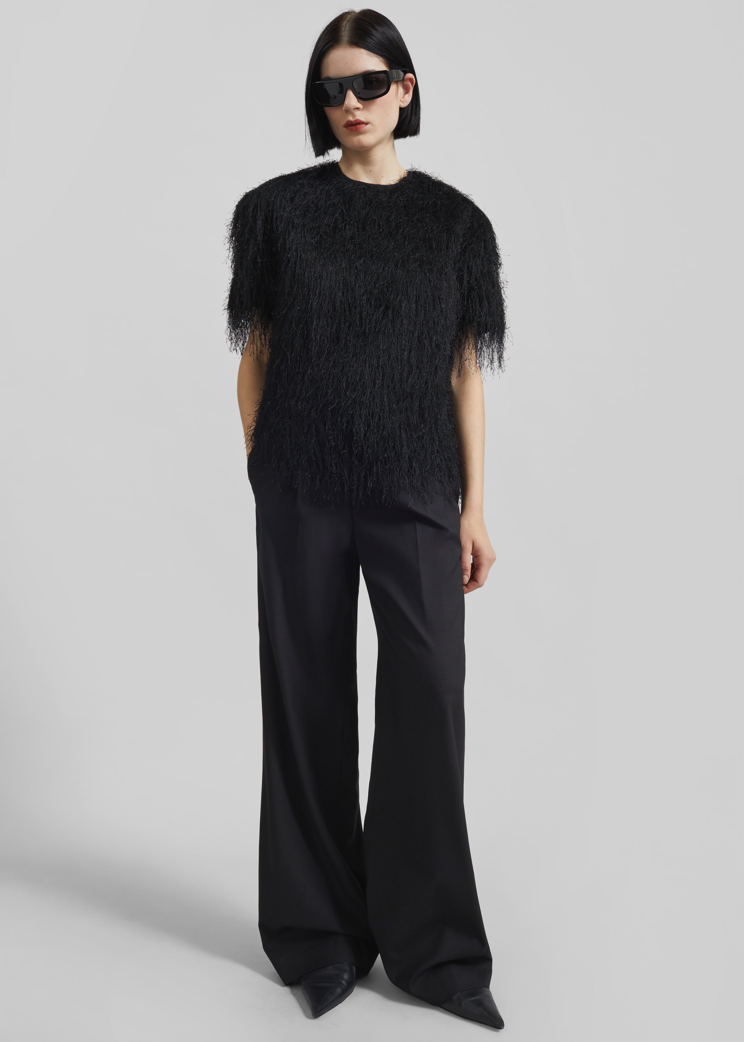 Loulou de Saison Zaro Short Sleeve Top - Black - 4