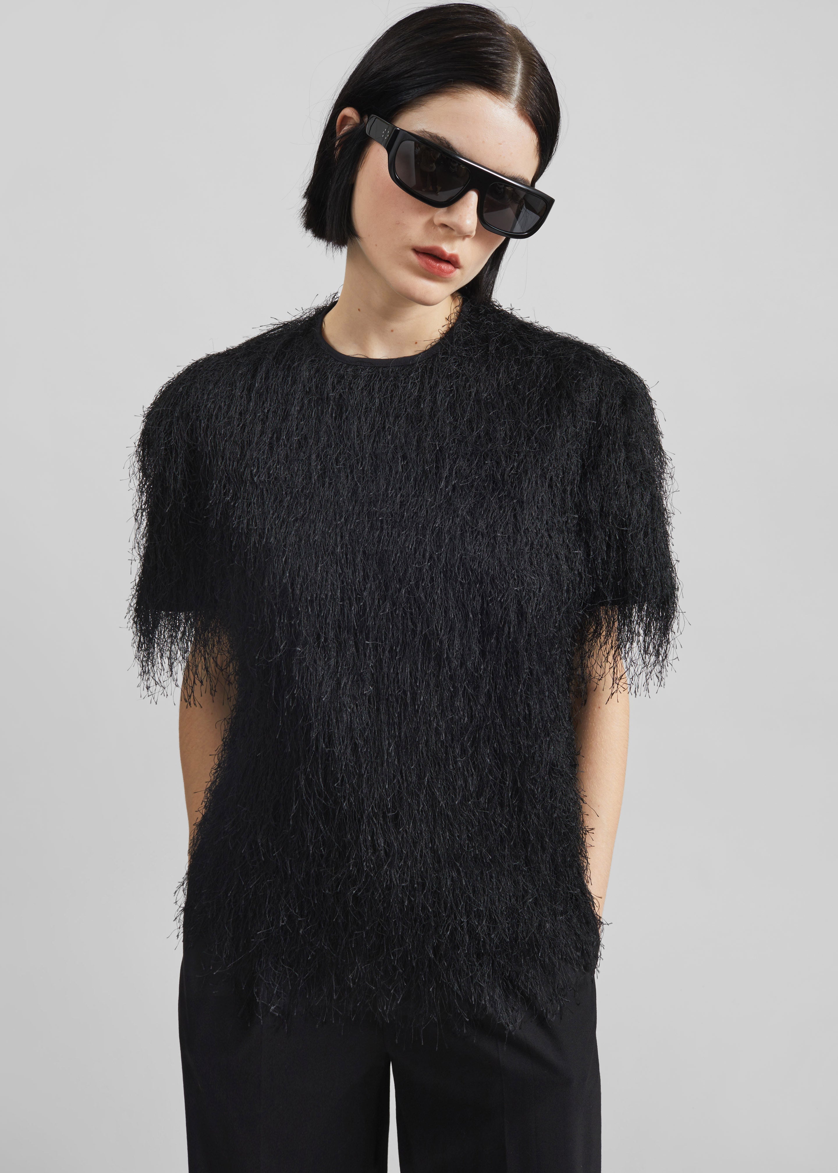 Loulou de Saison Zaro Short Sleeve Top - Black - 3