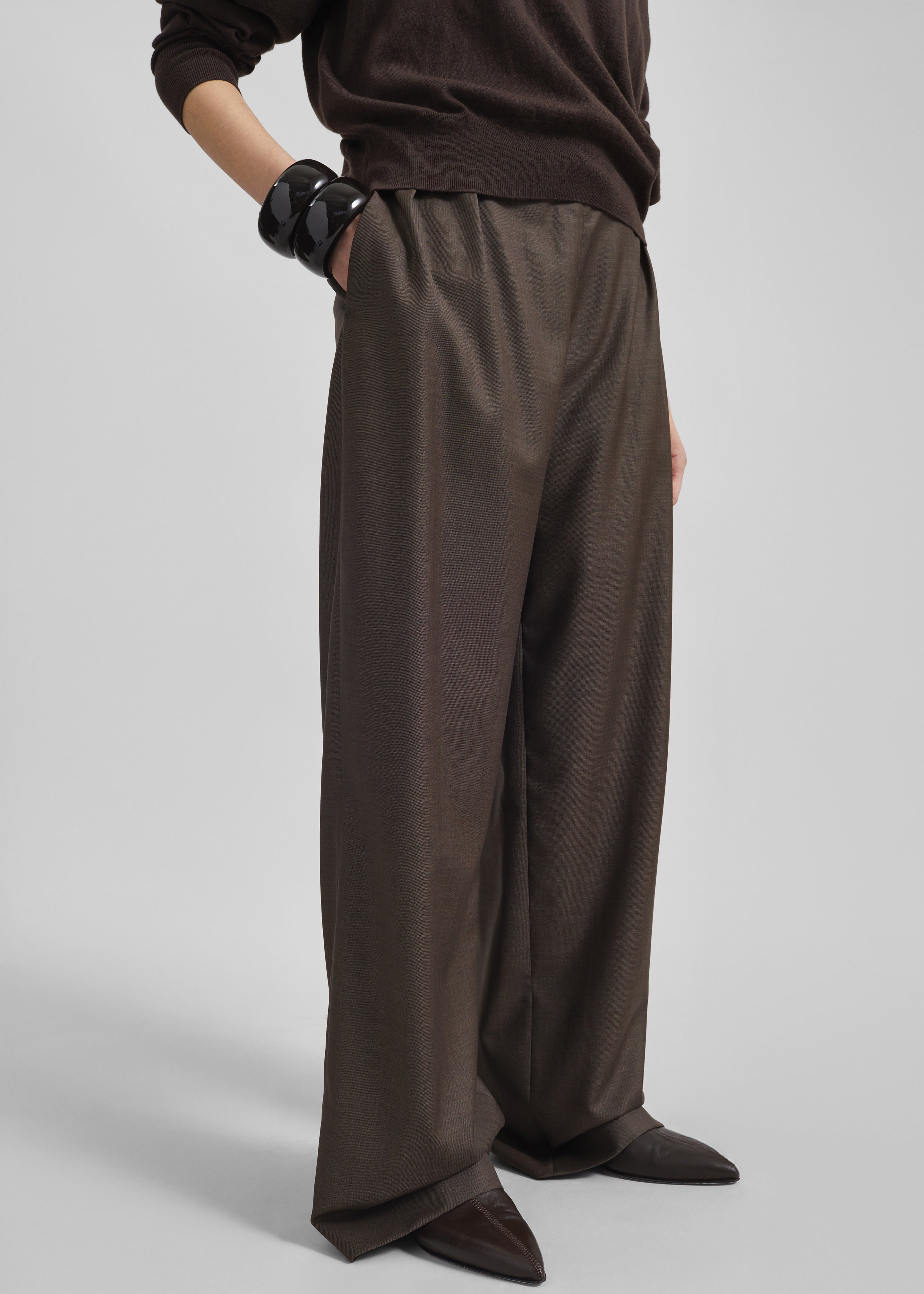Loulou De Saison Cove Lds Wide Pants - Brown Melange - 7