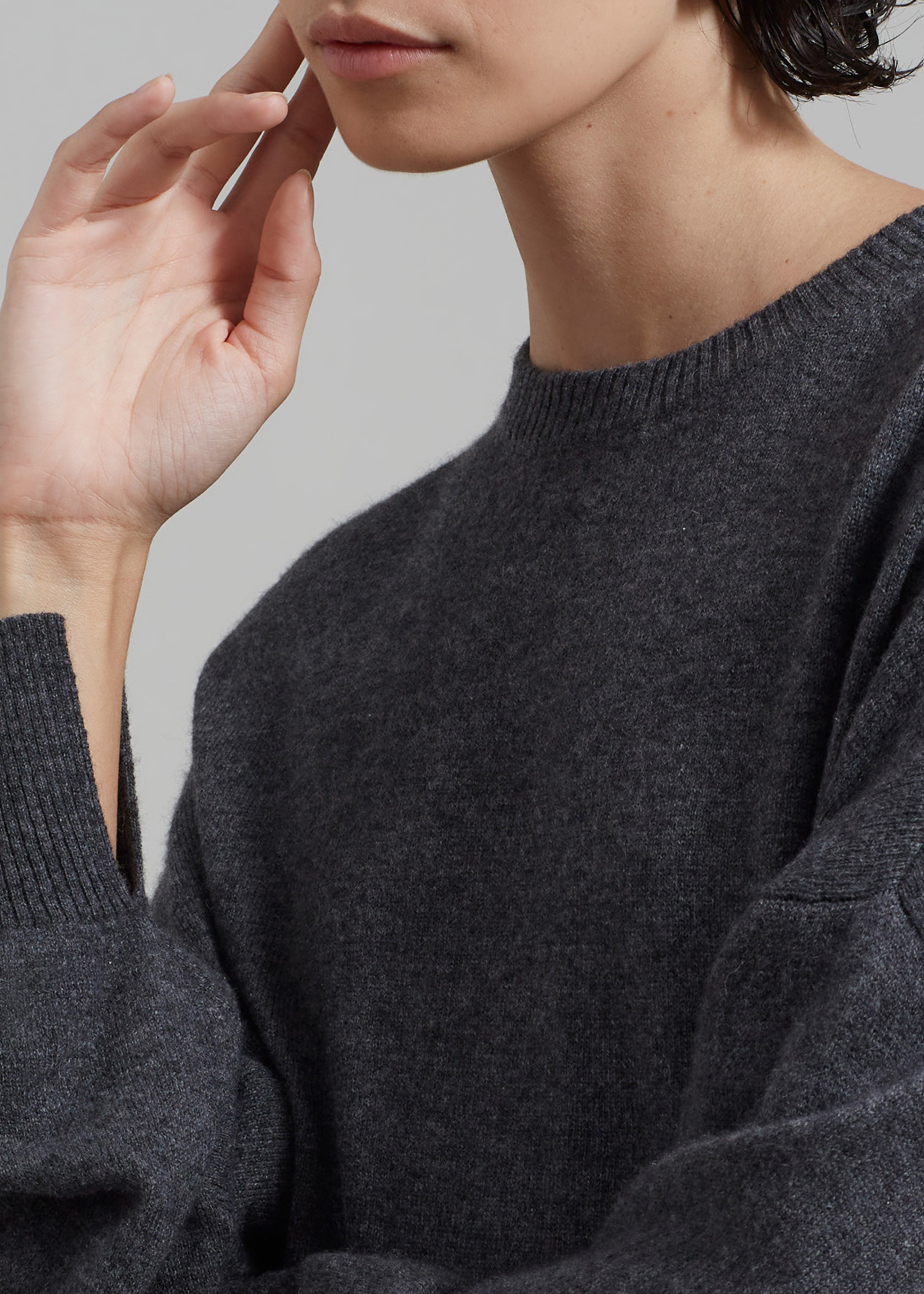 Loulou Studio Anaa Cashmere Sweater - Anthracite Melange - 5