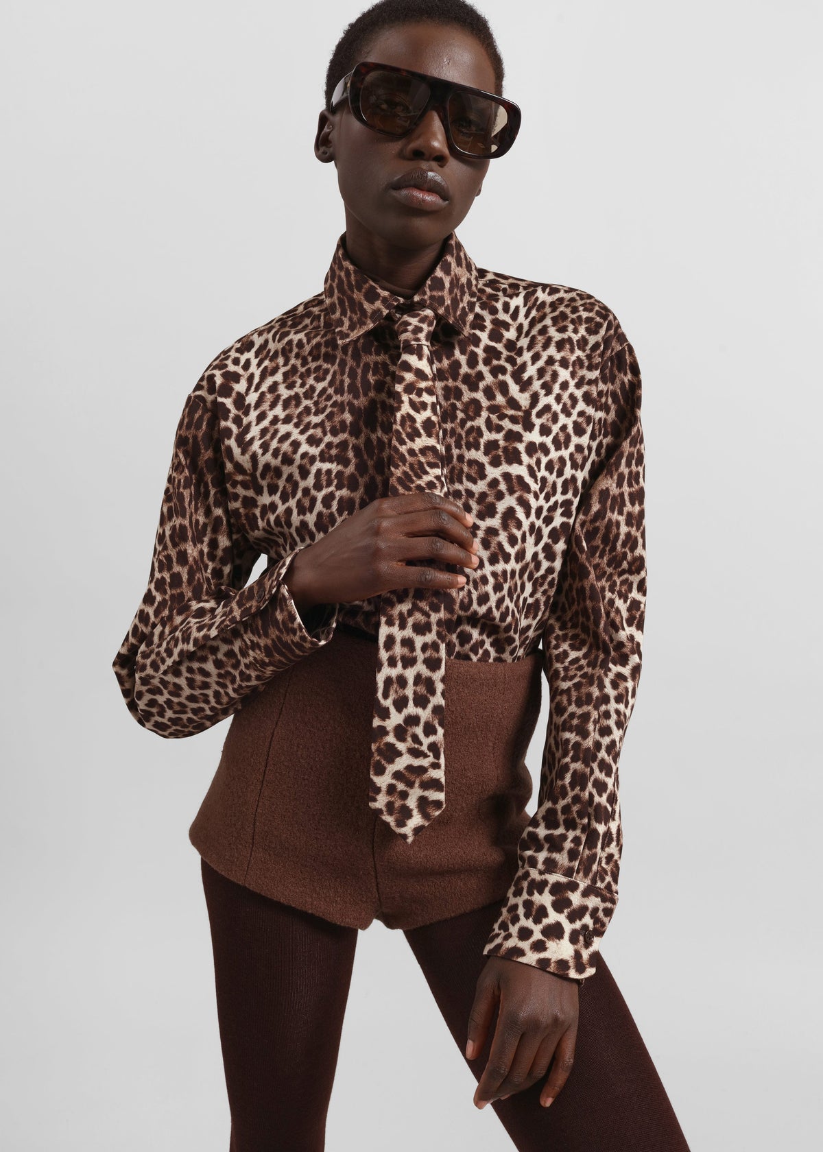 Lui Leopard Print Shirt - Brown - 2