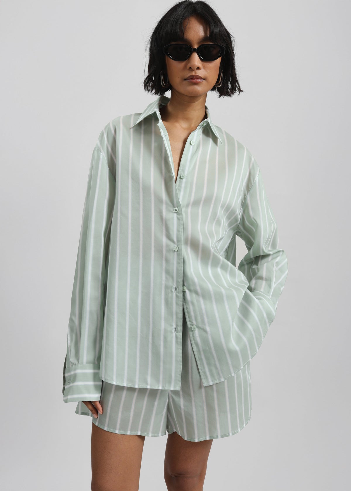 Lui Silk Boxer Shorts - Green Stripe - 7