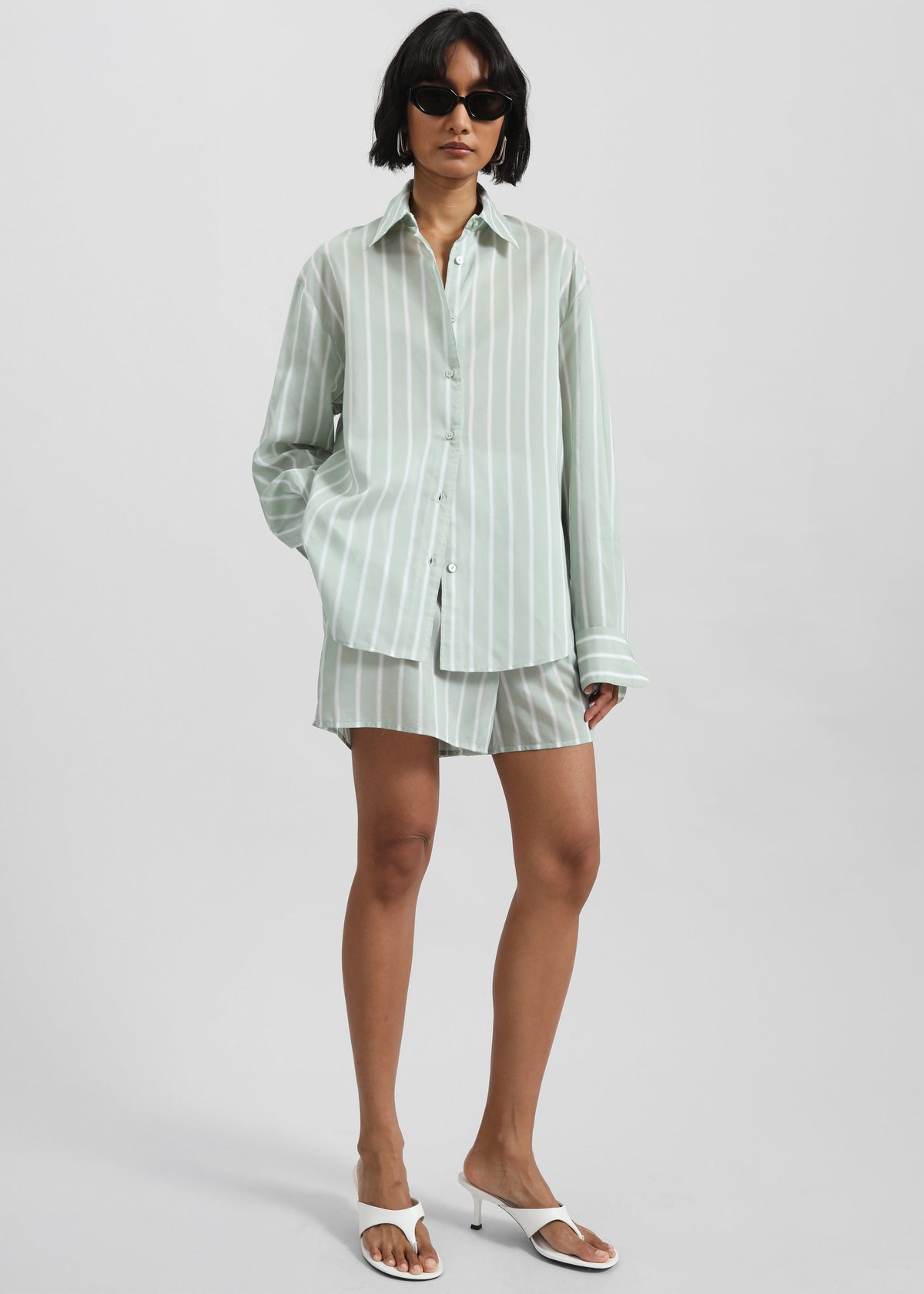 Lui Silk Boxer Shorts - Green Stripe - 8