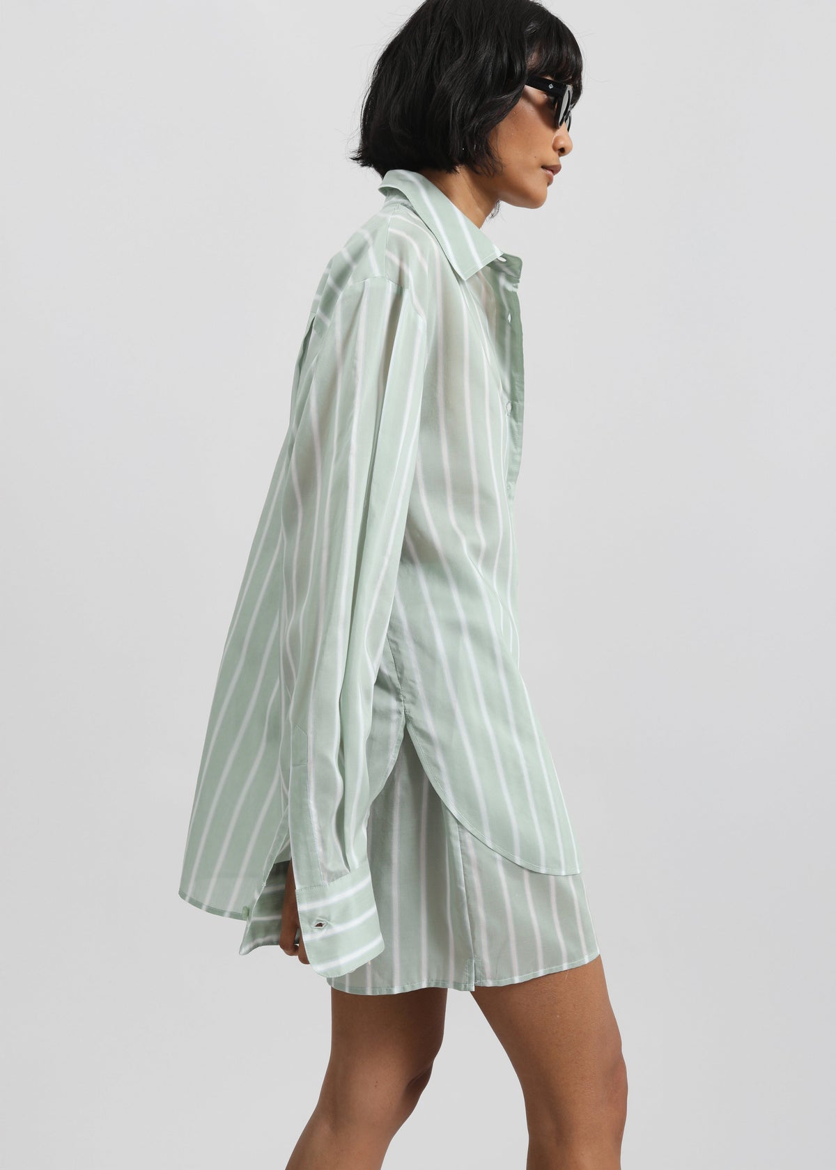 Lui Silk Boxer Shorts - Green Stripe - 4