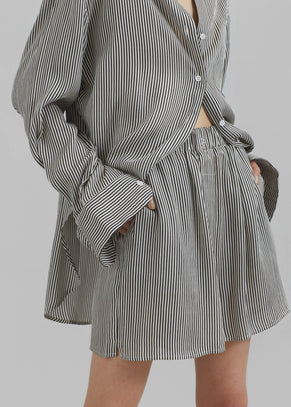 Lui Striped Silk Boxer Shorts - Black/White Stripe