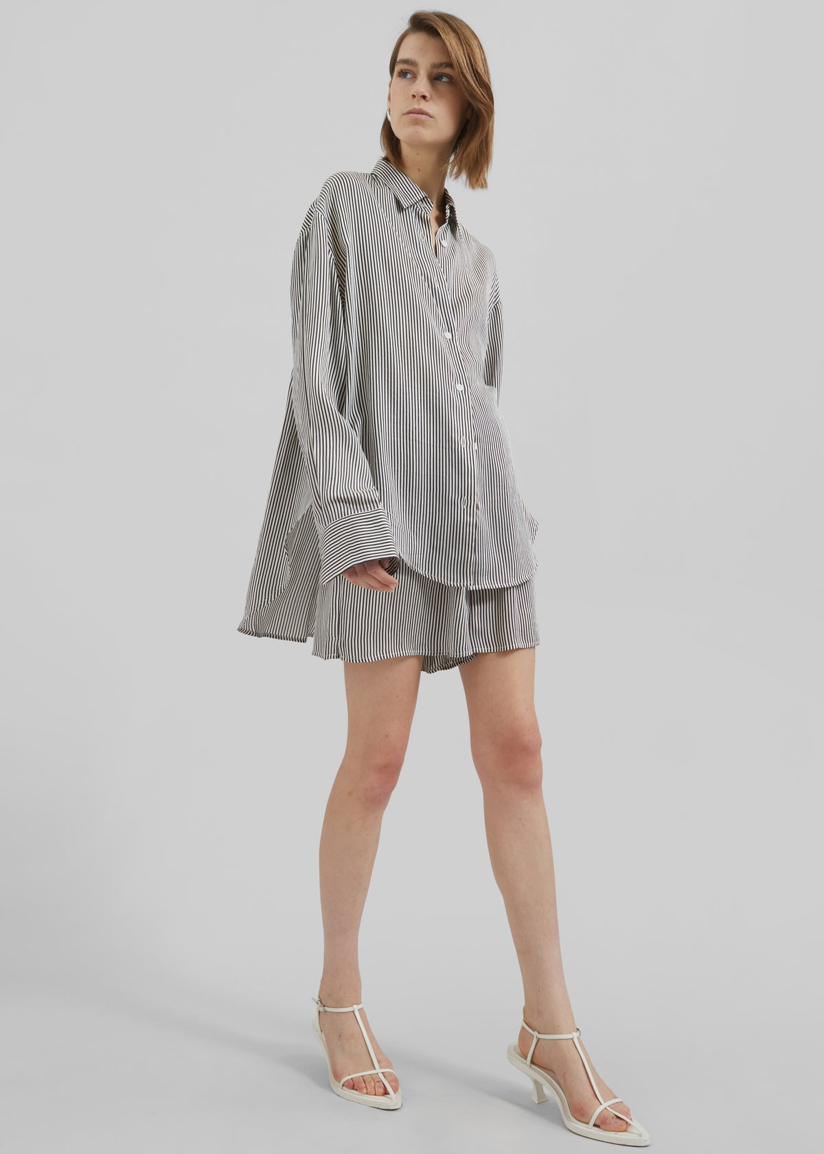 Lui Striped Silk Shirt - Black/White Stripe - 7