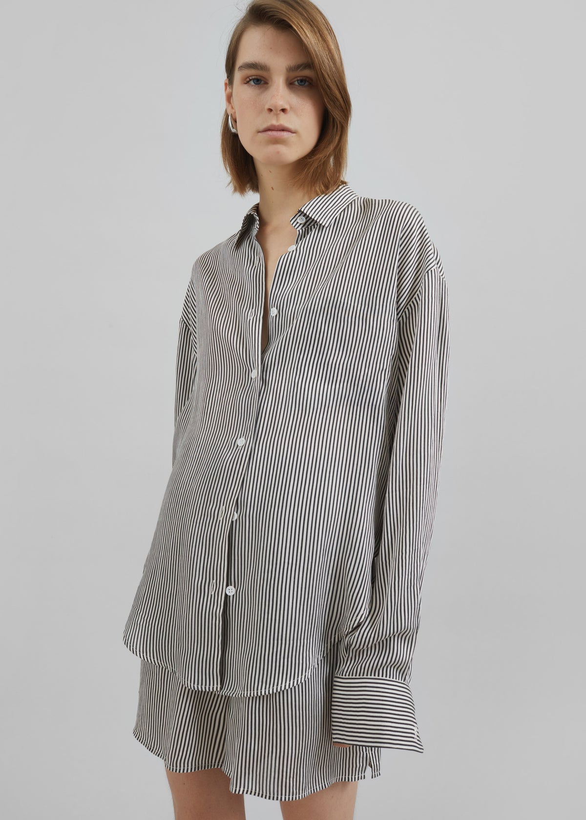 Lui Striped Silk Shirt - Black/White Stripe - 5