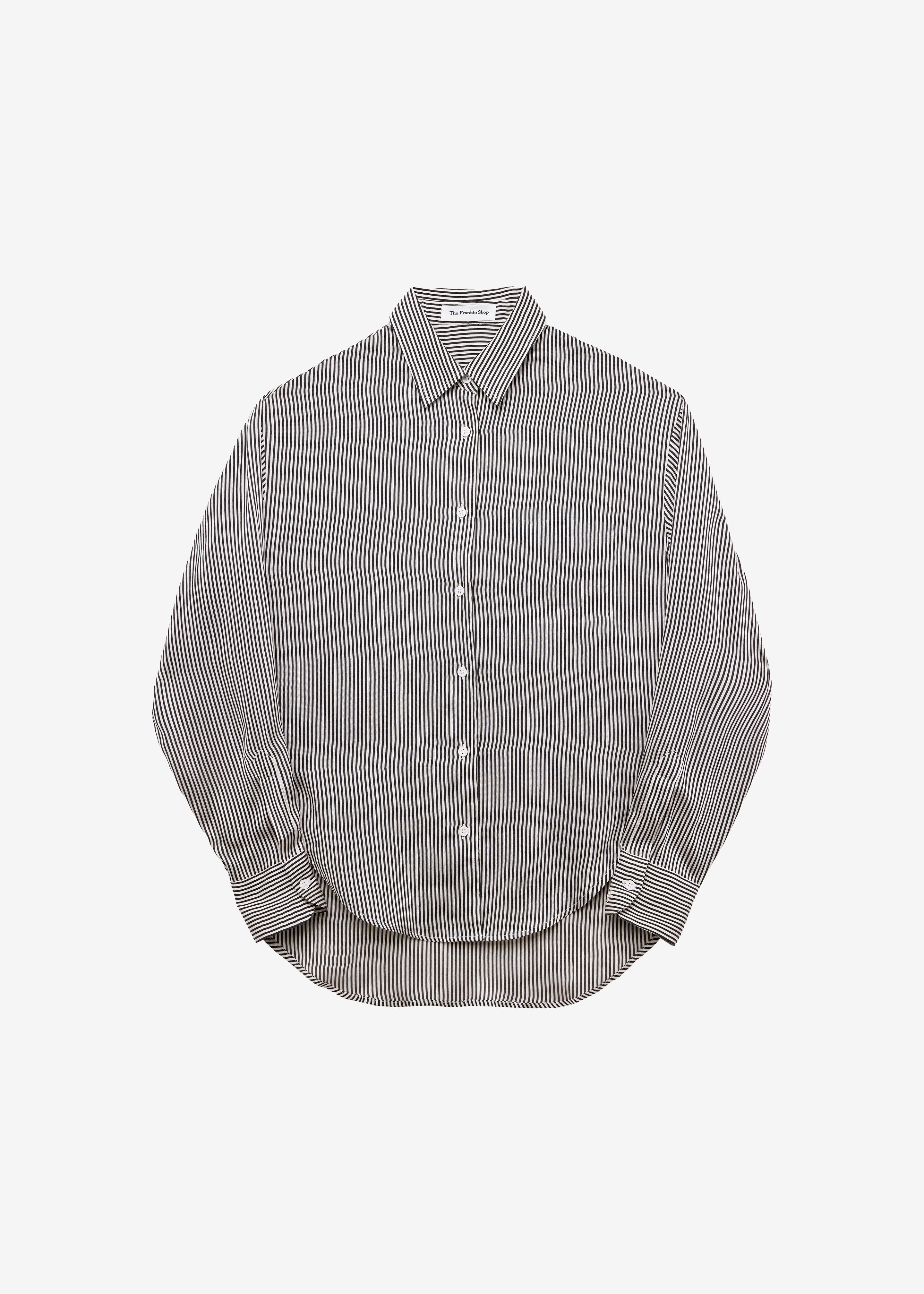 Lui Striped Silk Shirt - Black/White Stripe - 10